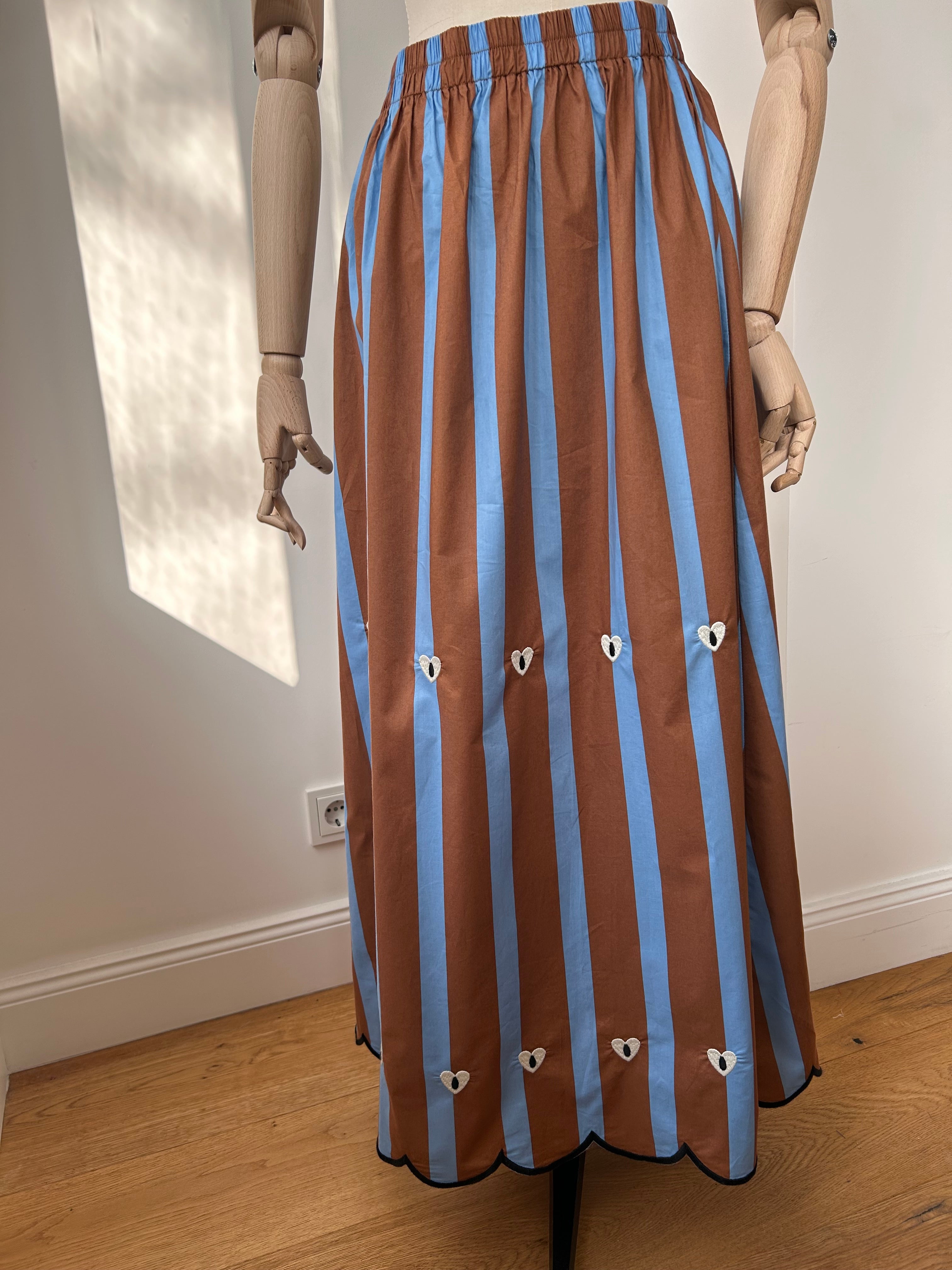 Rock mit Streifen - hellblau & braun