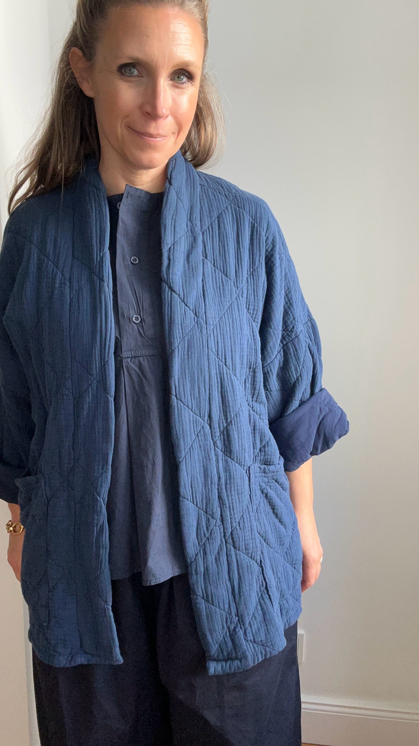 Lange Kimono-Jacke - dunkelblau