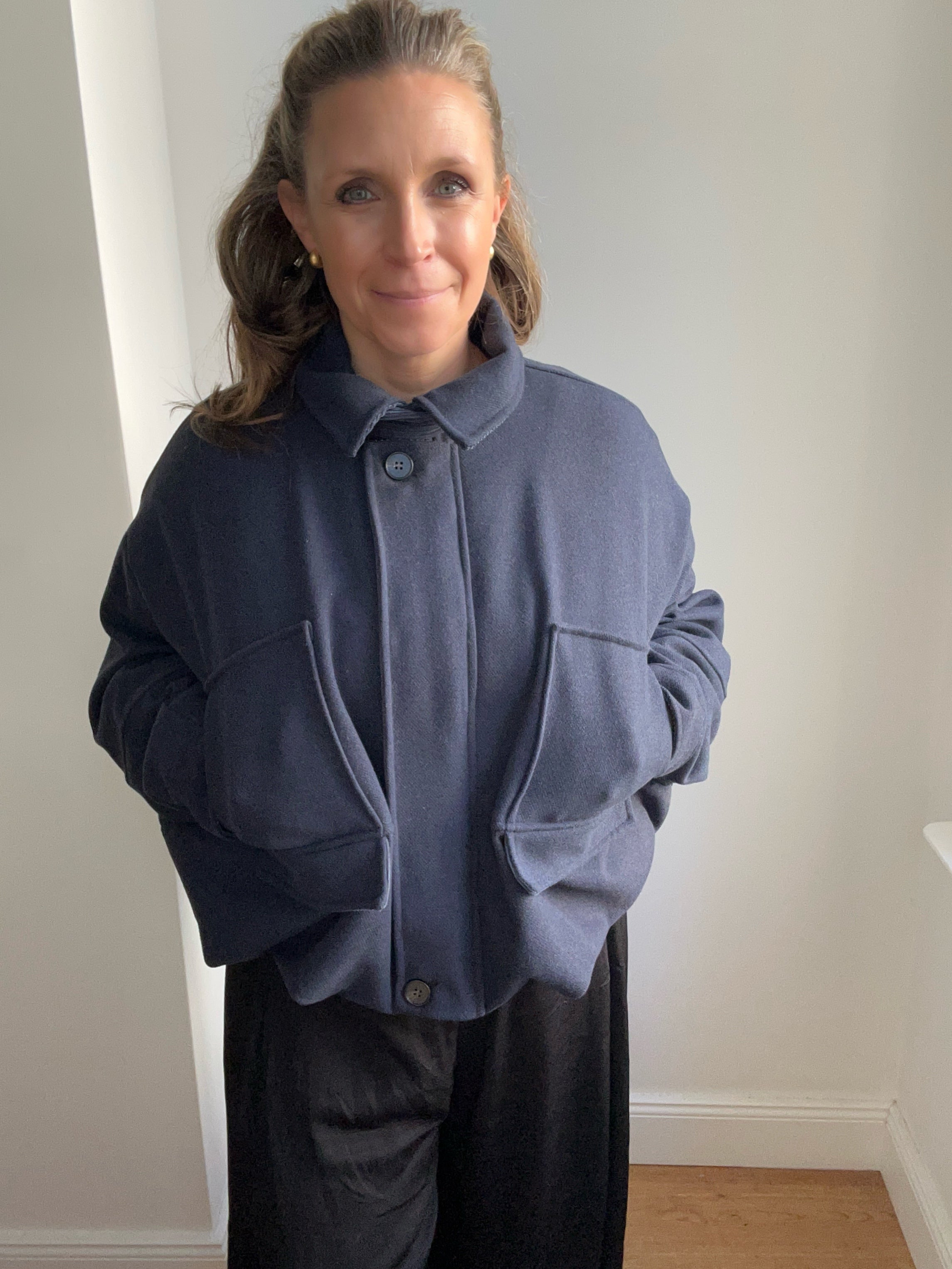 Warme Jacke mit Volumen - blau
