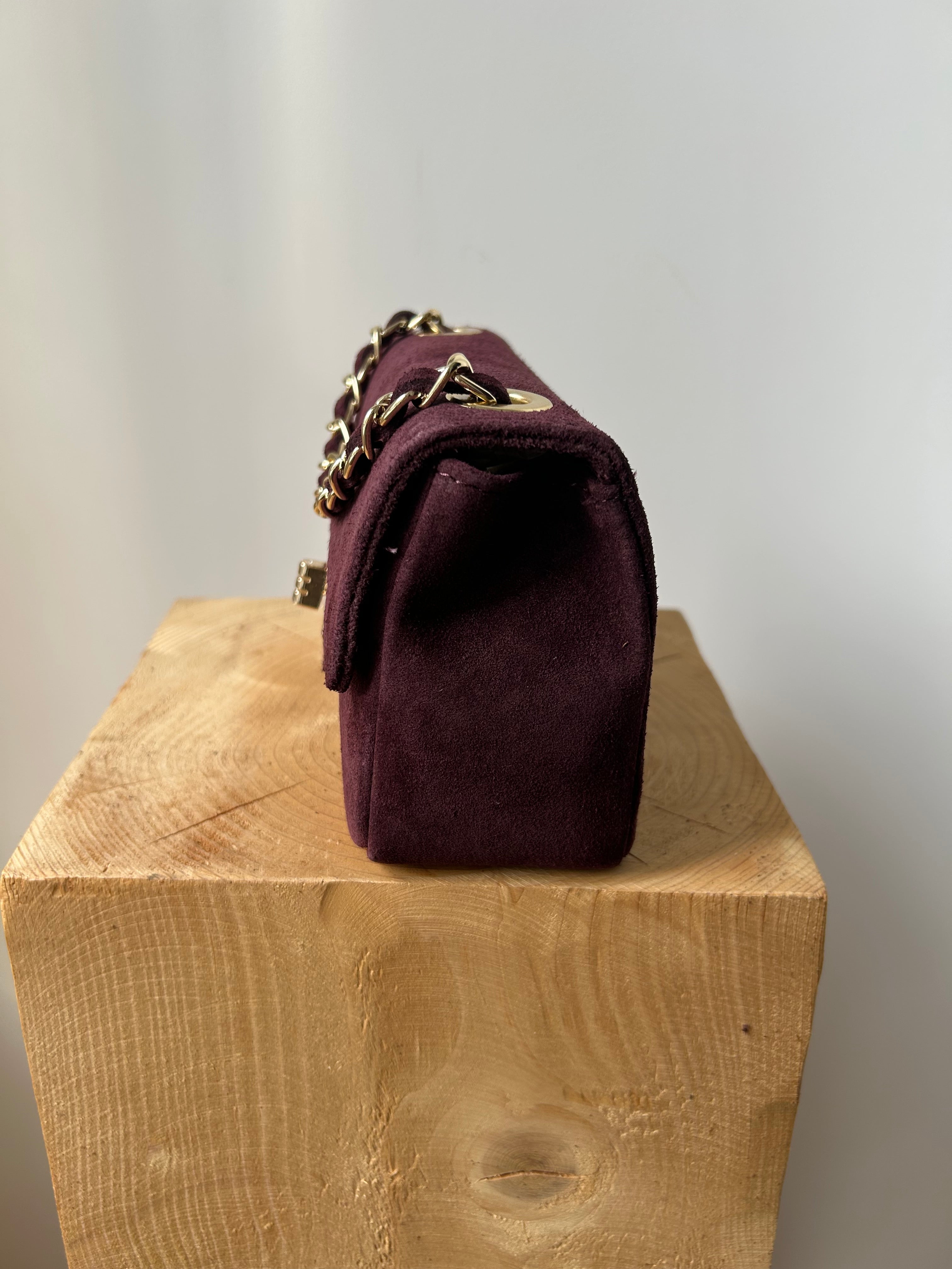 kleine Handtasche aus Wildleder - burgundy