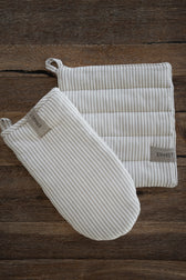 Ofenhandschuh Beige/Weiß