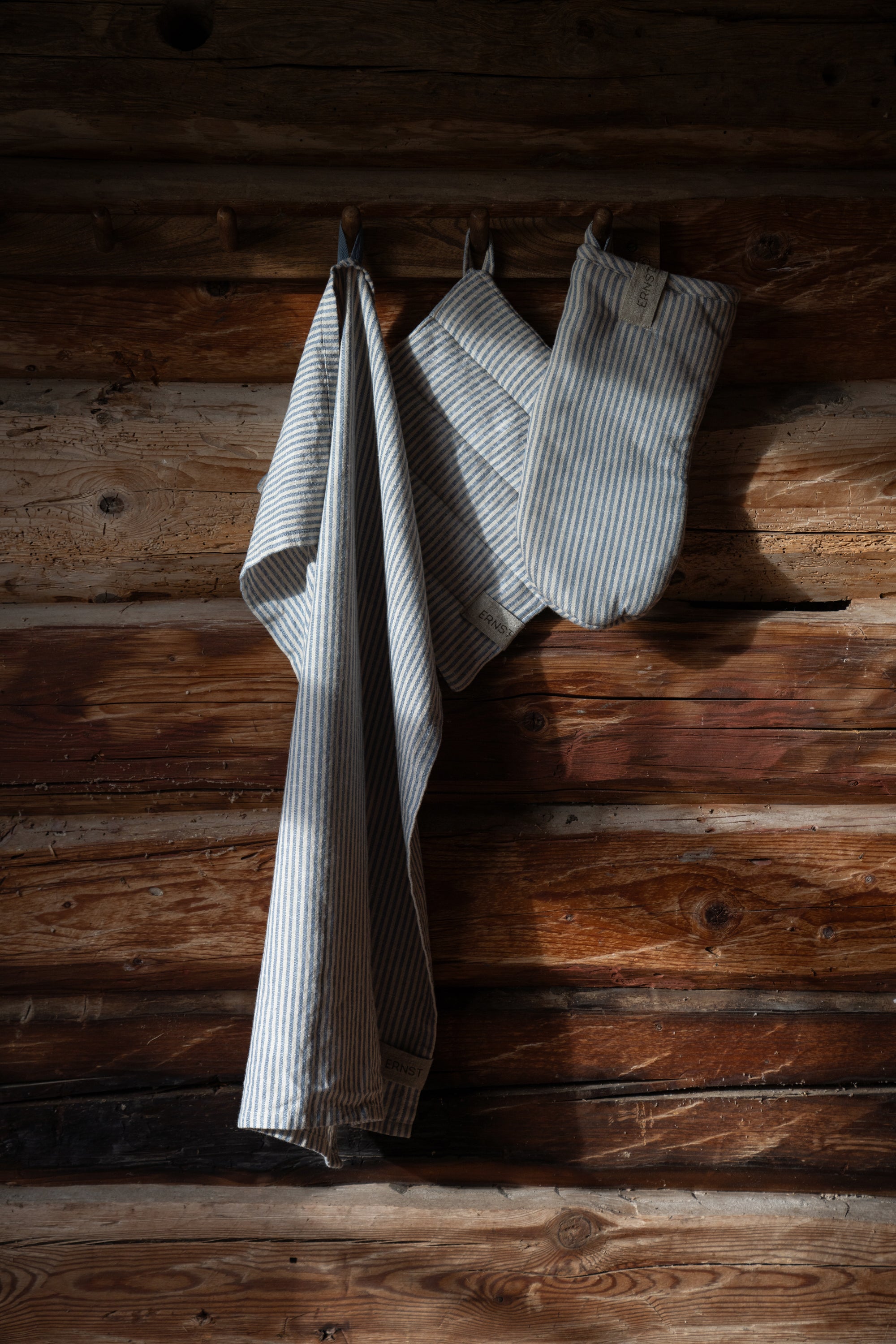 Ofenhandschuh Blau/Weiß gestreift