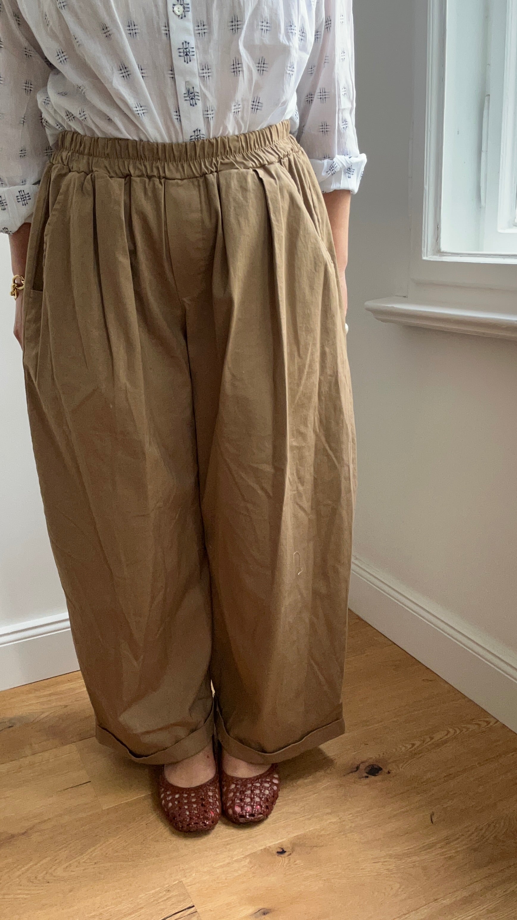Warme Culotte Palazzo-Hose - camel