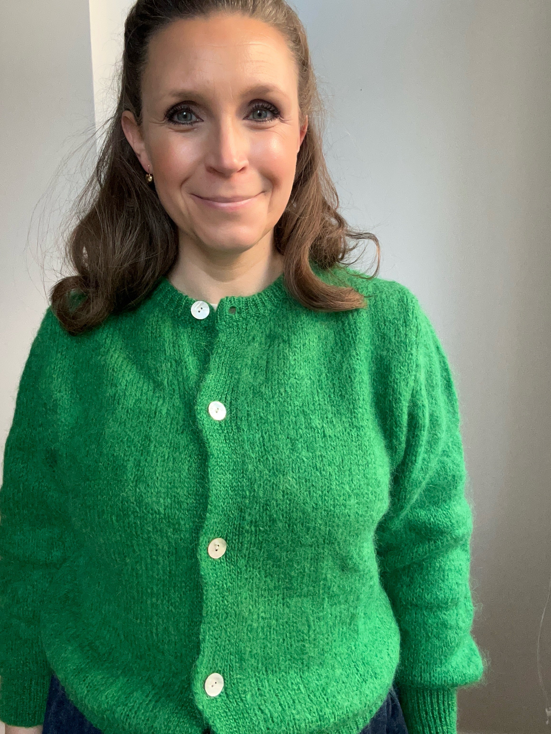 Strickjacke Cardigan - Knallgrün