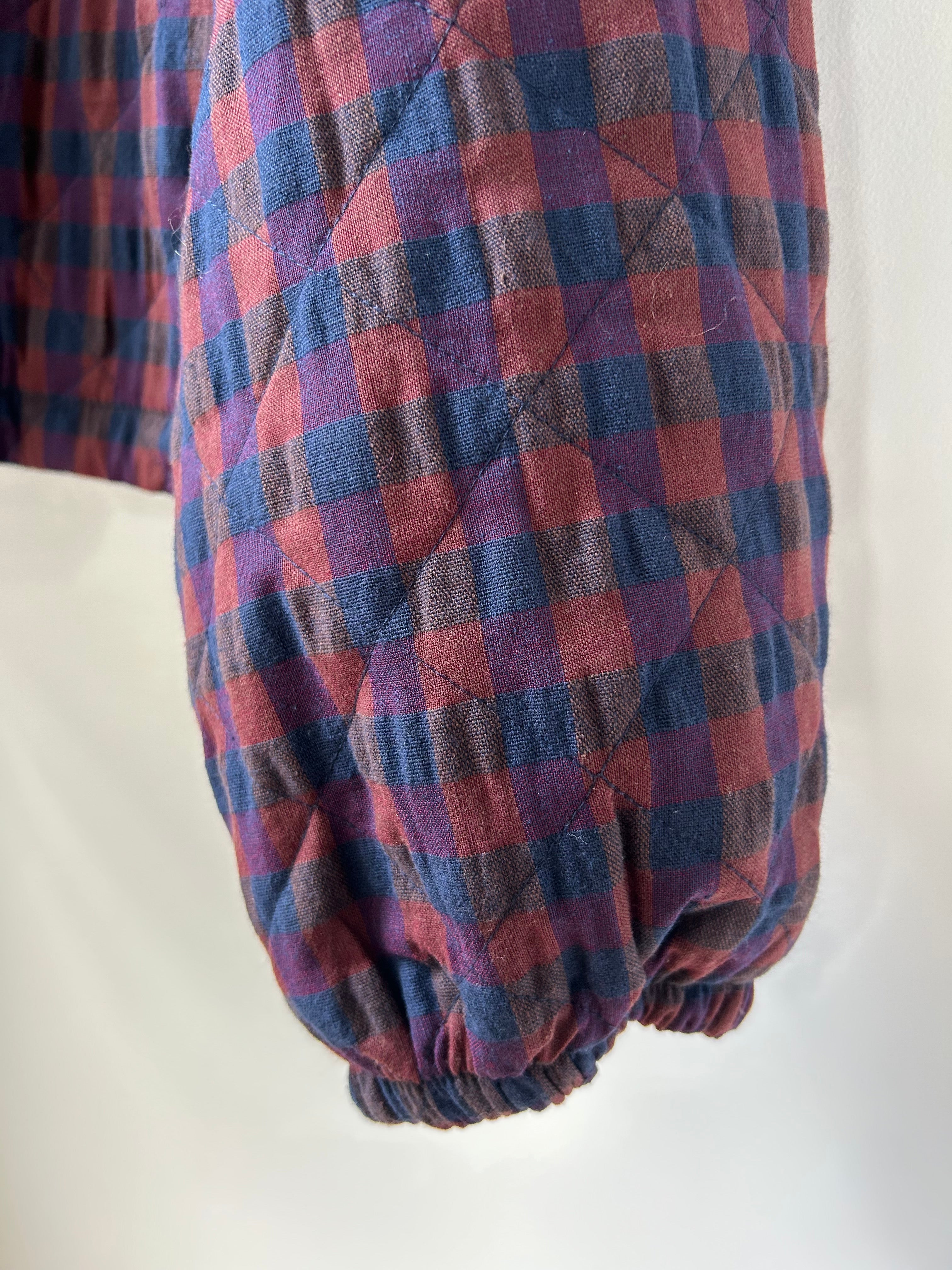 Kurze Herbstjacke kariert - Burgundy und Blau