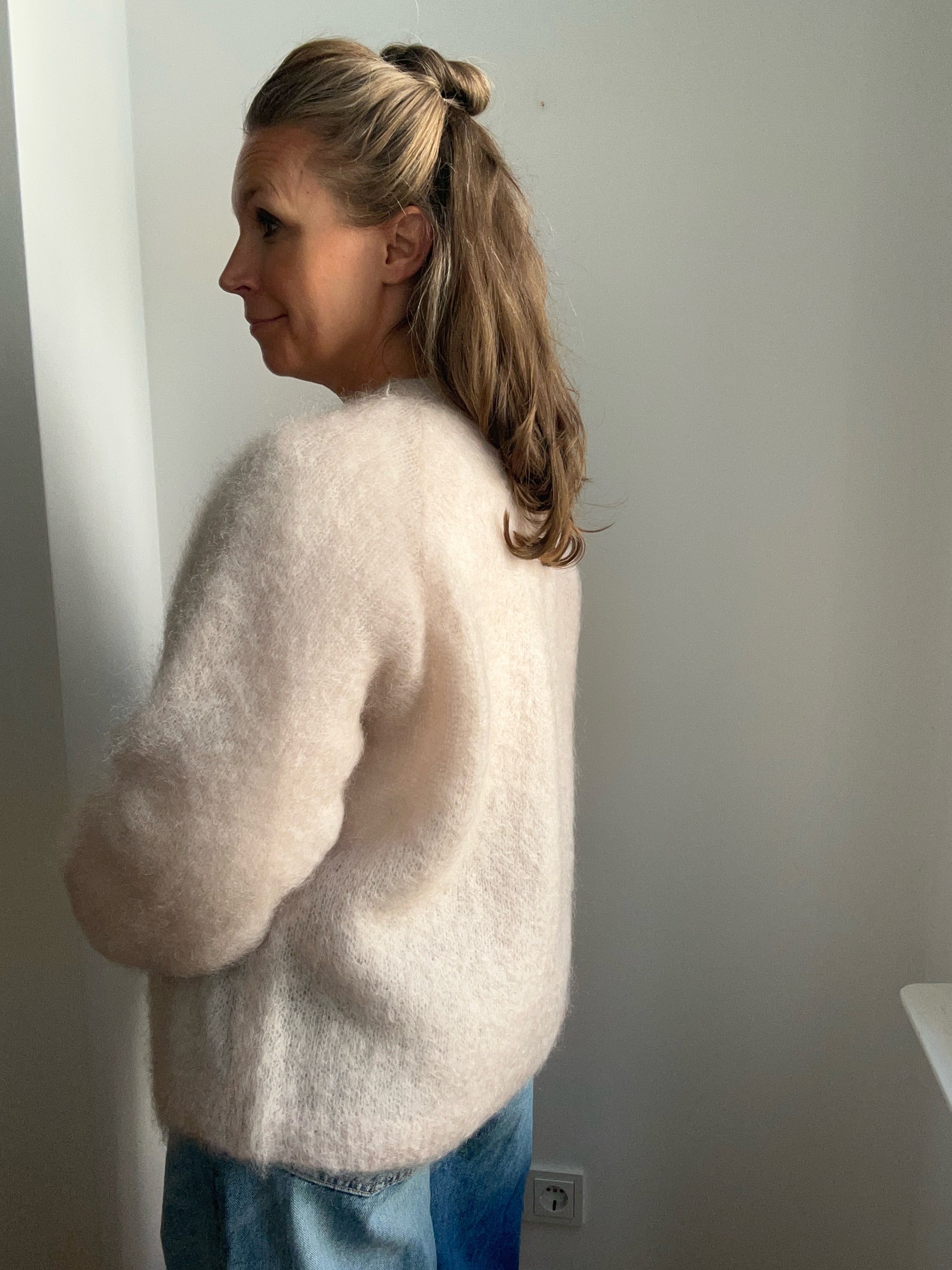 Kuschelweiche Strickjacke aus Mohair - Creme