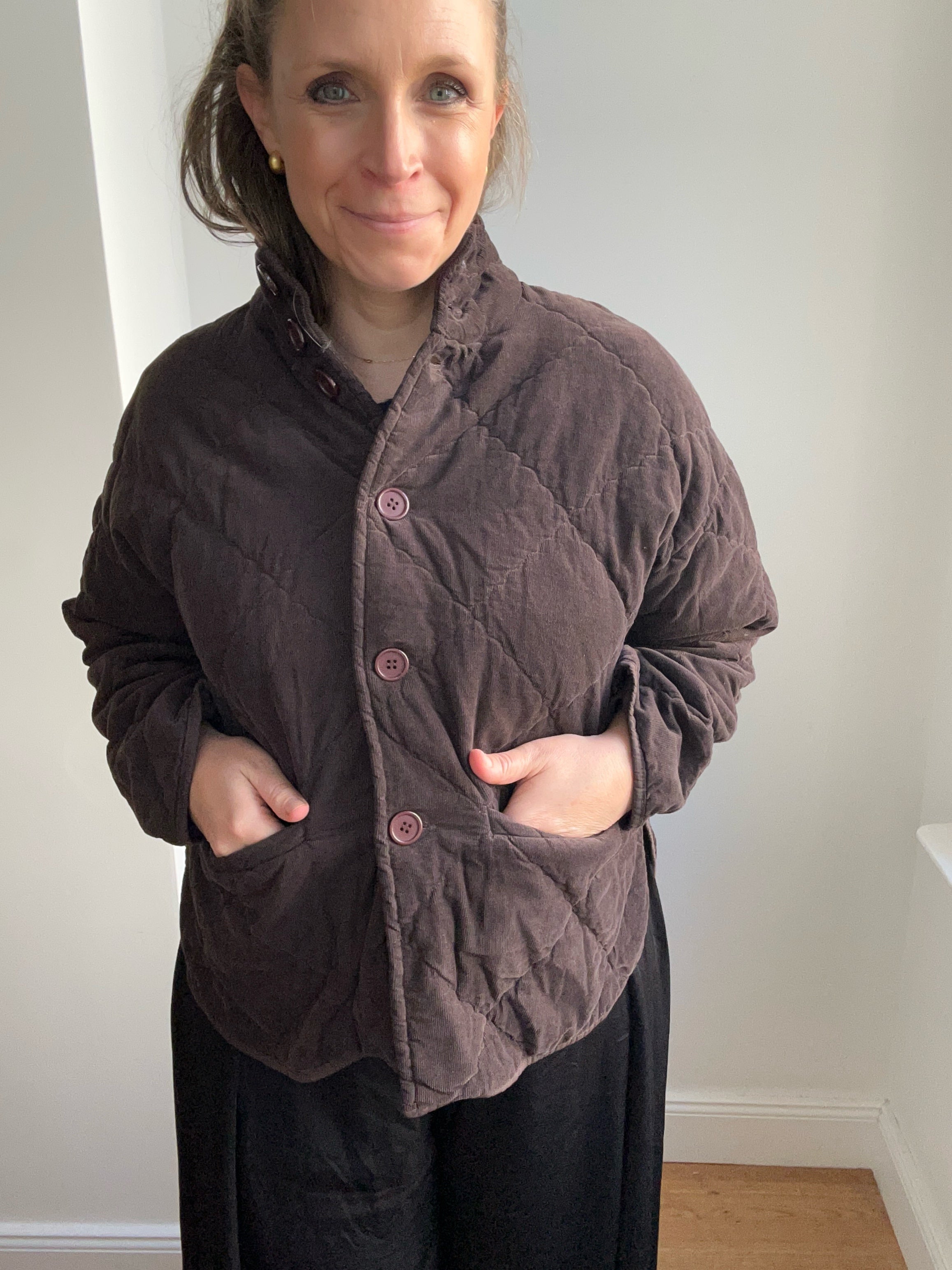 Steppjacke aus Babycord - braun