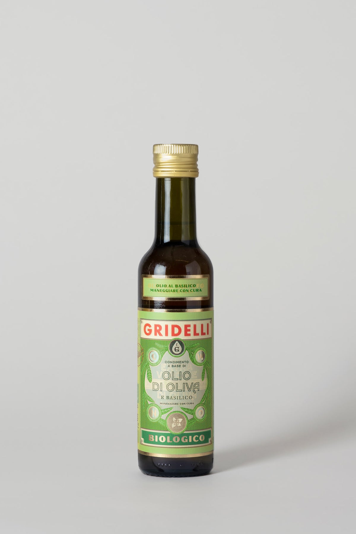 Gridelli Olio e Basilico – Bio Olivenöl extra vergine mit Basilikum aus Kalabrien, 250 ml