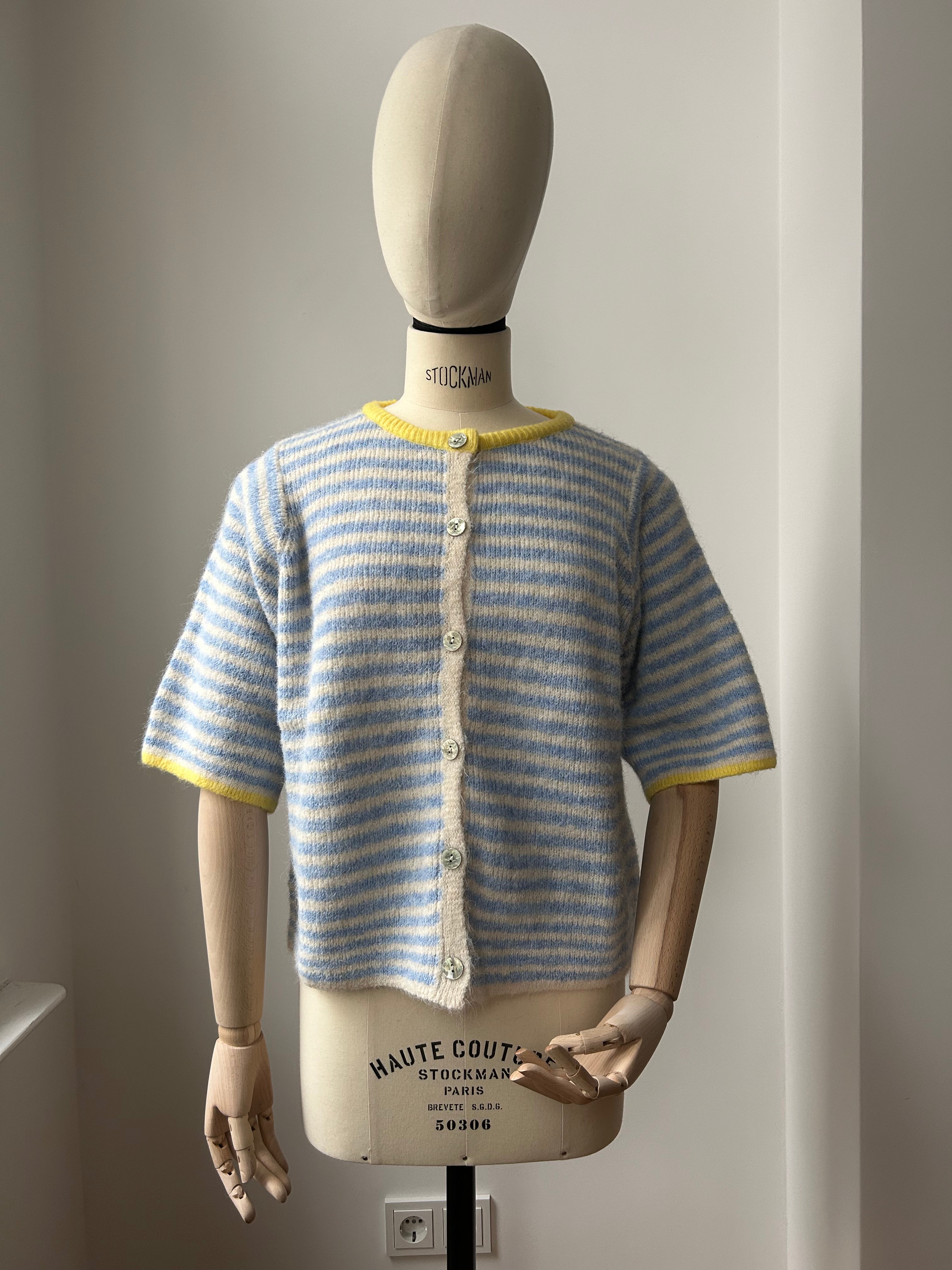 Cardigan mit Streifen - hellblau