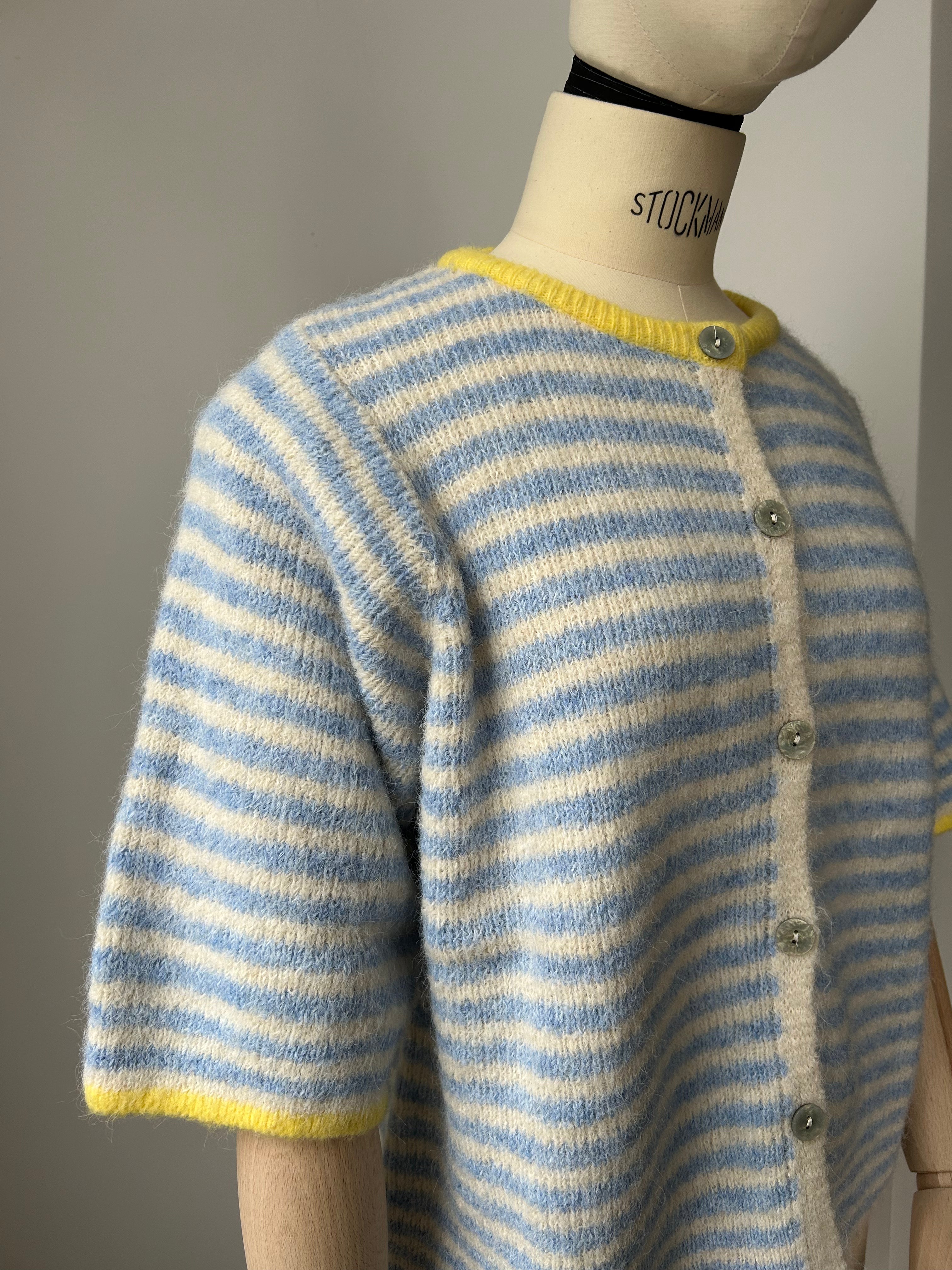 Cardigan mit Streifen - hellblau