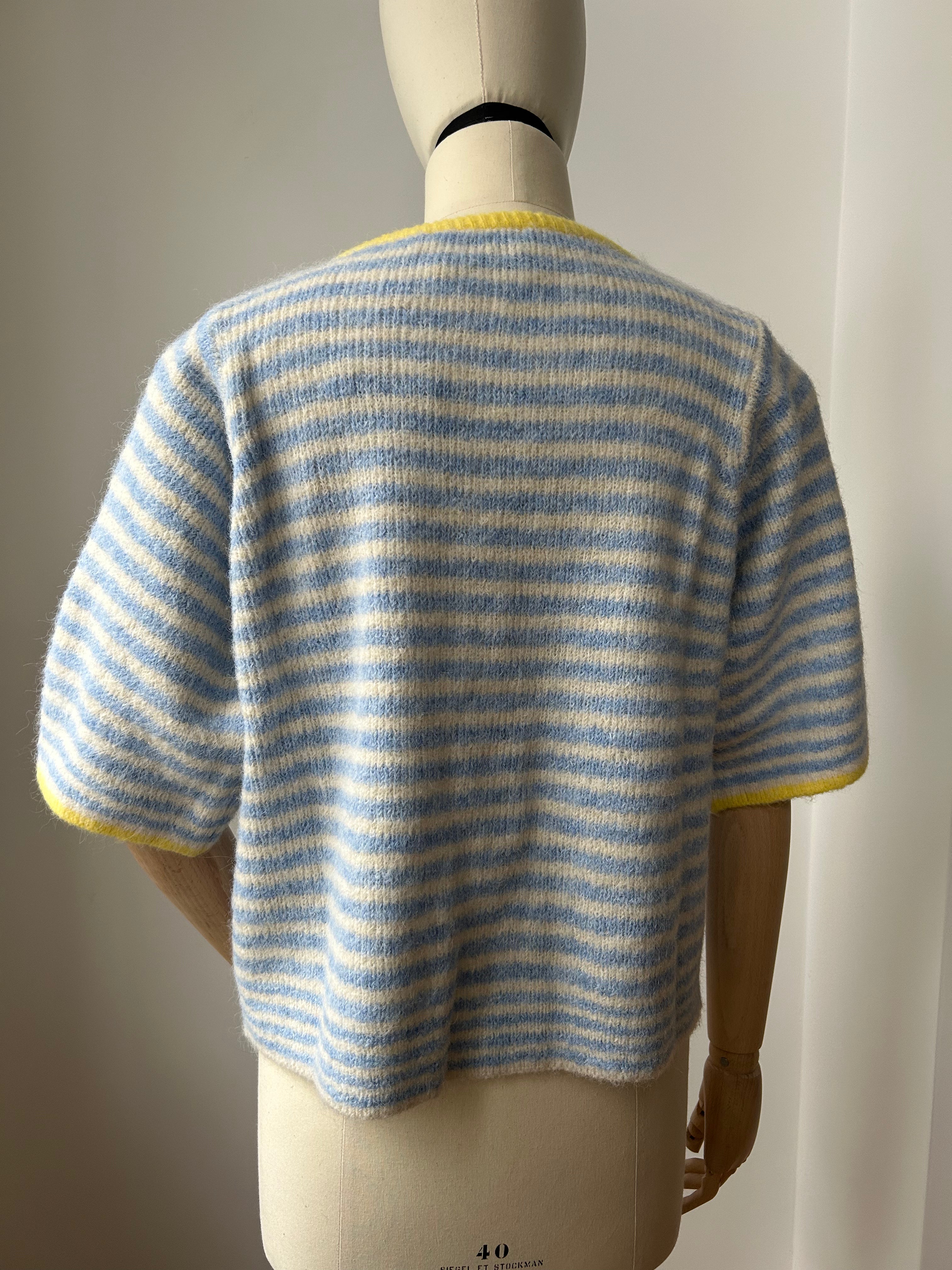 Cardigan mit Streifen - hellblau