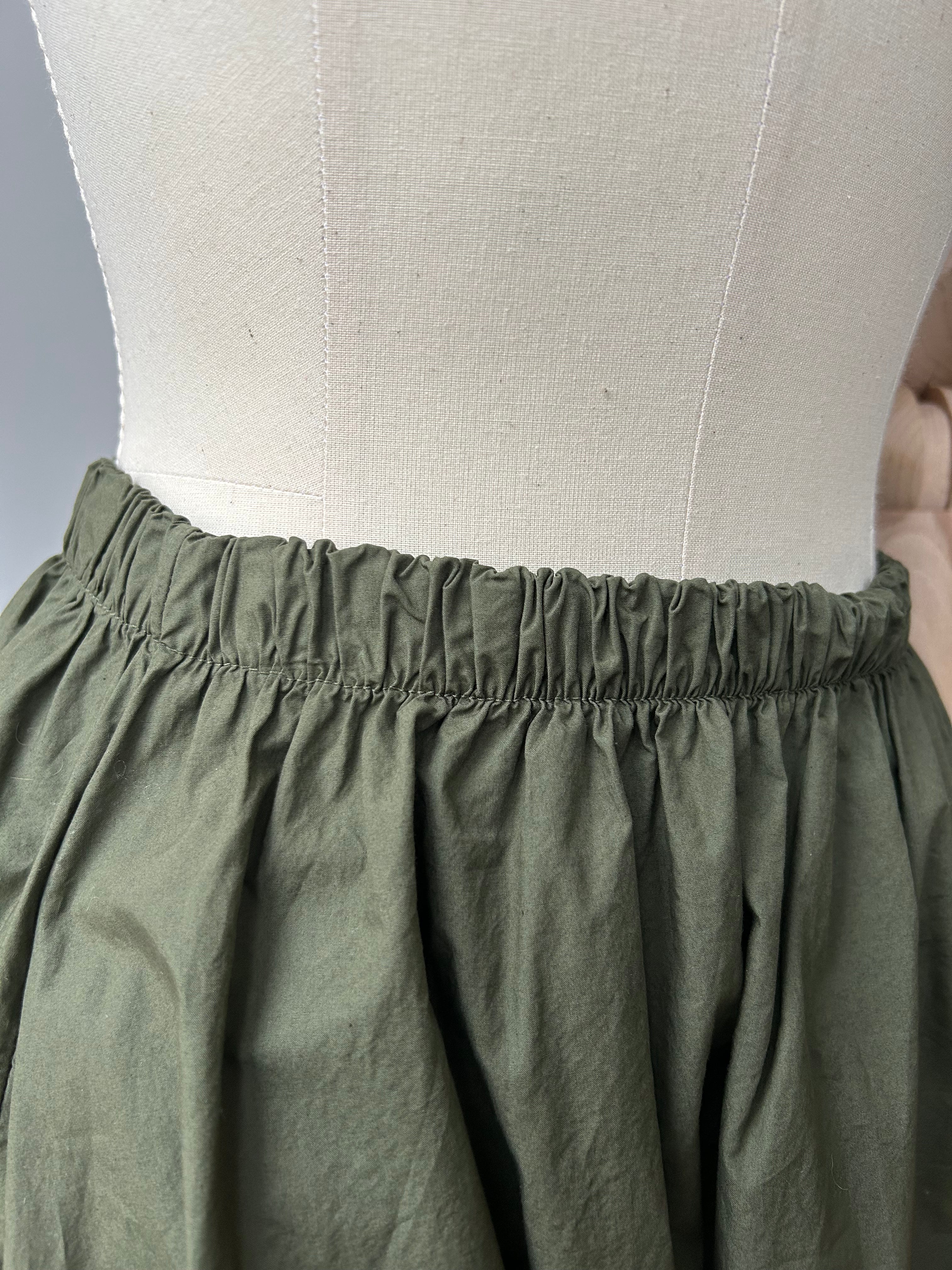 Baumwollrock mit Taschen - olivgrün