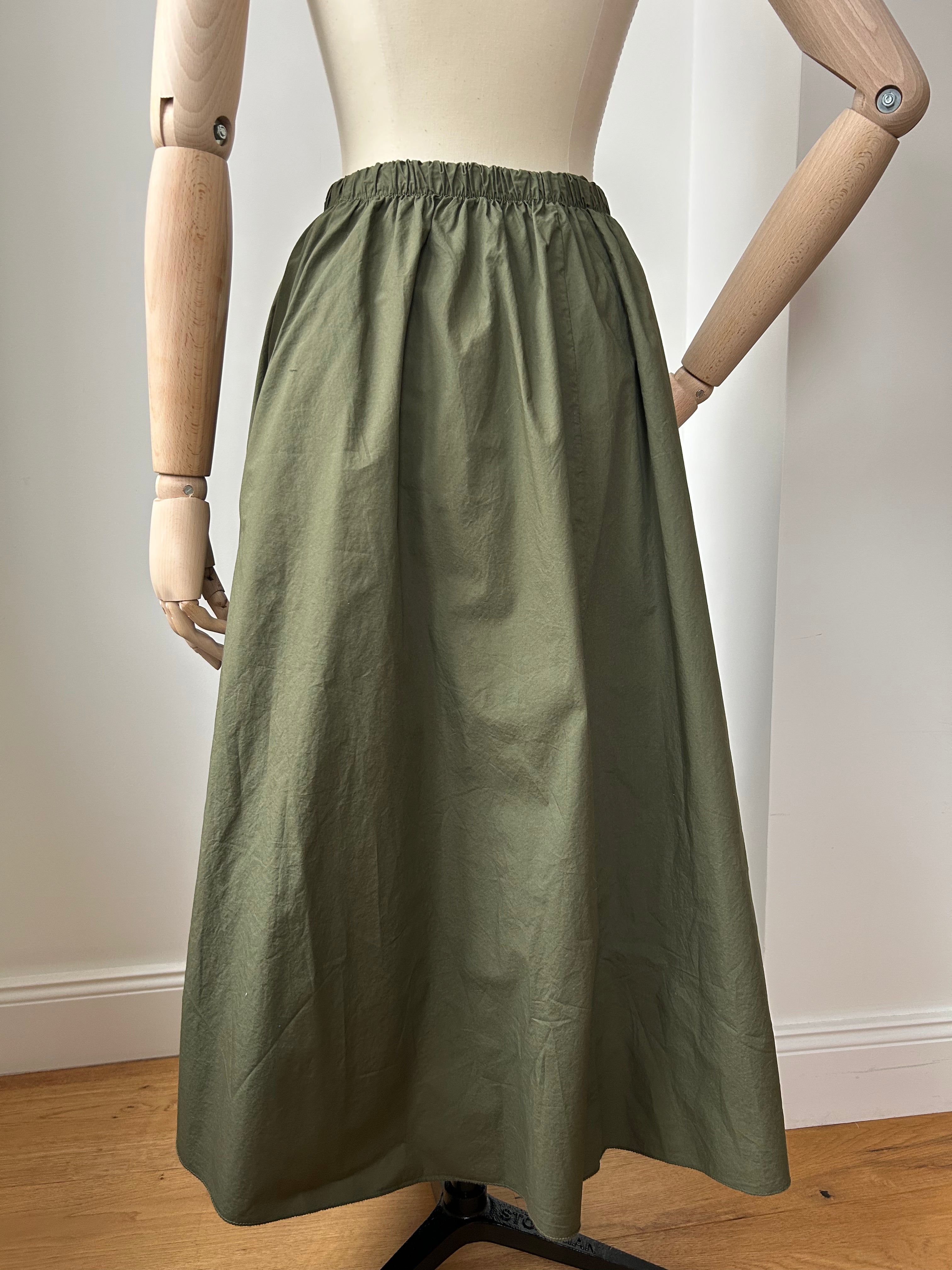 Baumwollrock mit Taschen - olivgrün