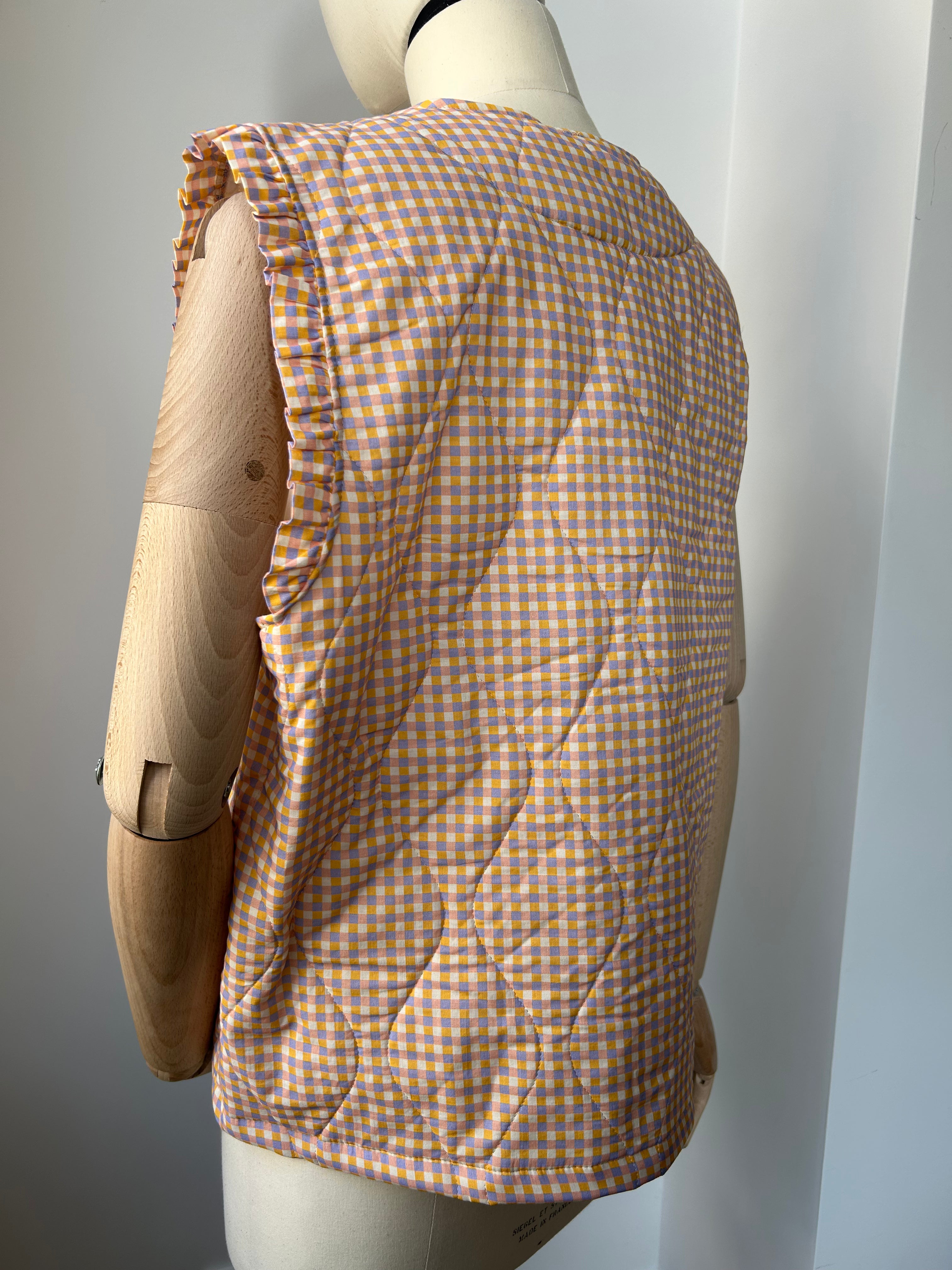 Weste mit Karo-Muster - gelb - rosa - lila