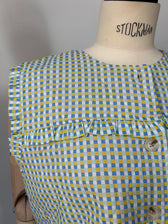 Weste mit Karo-Muster - blau - hellblau - gelb