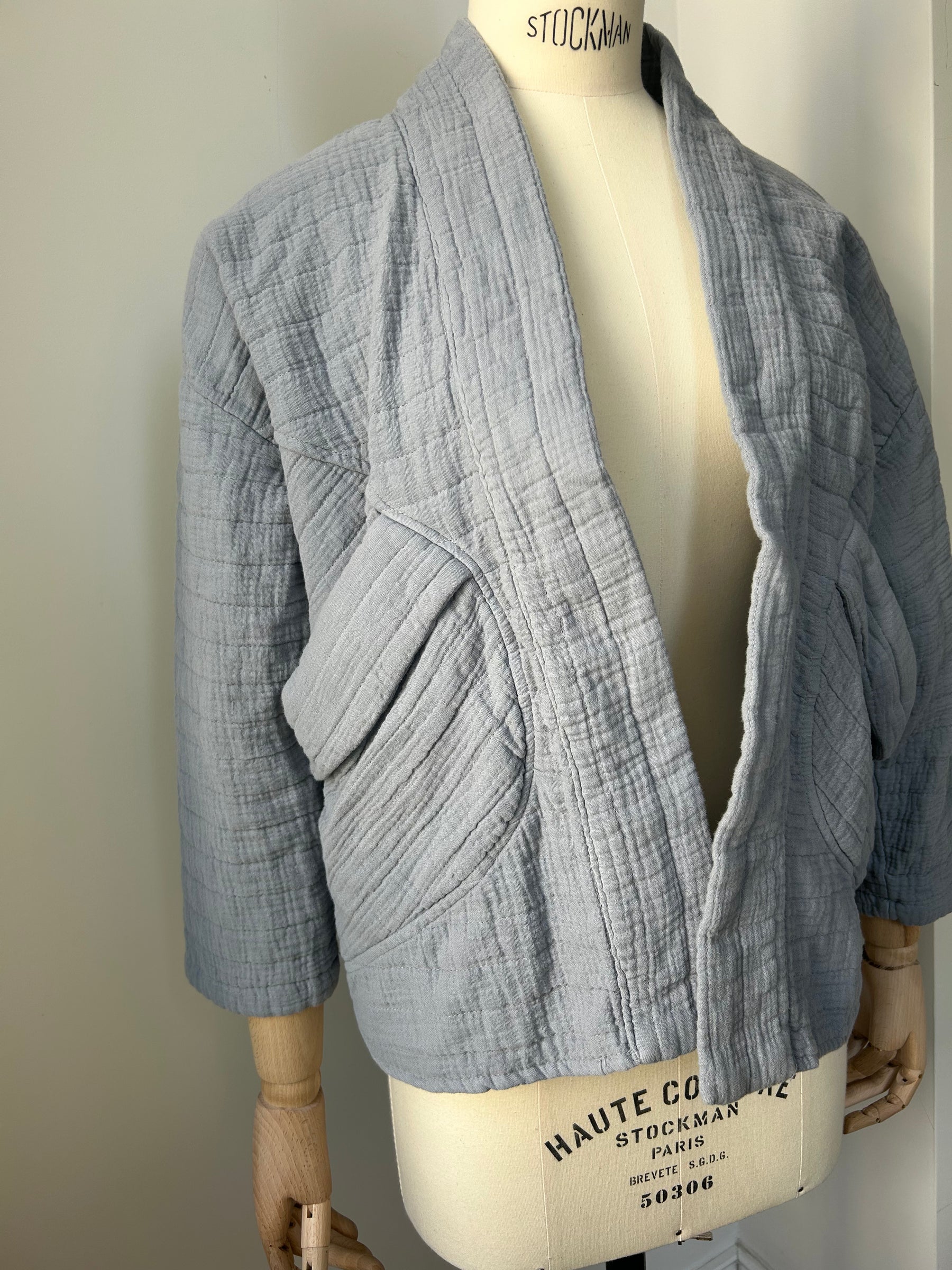 Kimono-Jacke - Hellgrau