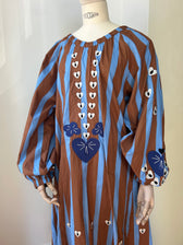 Kleid mit Streifen - braun & hellblau
