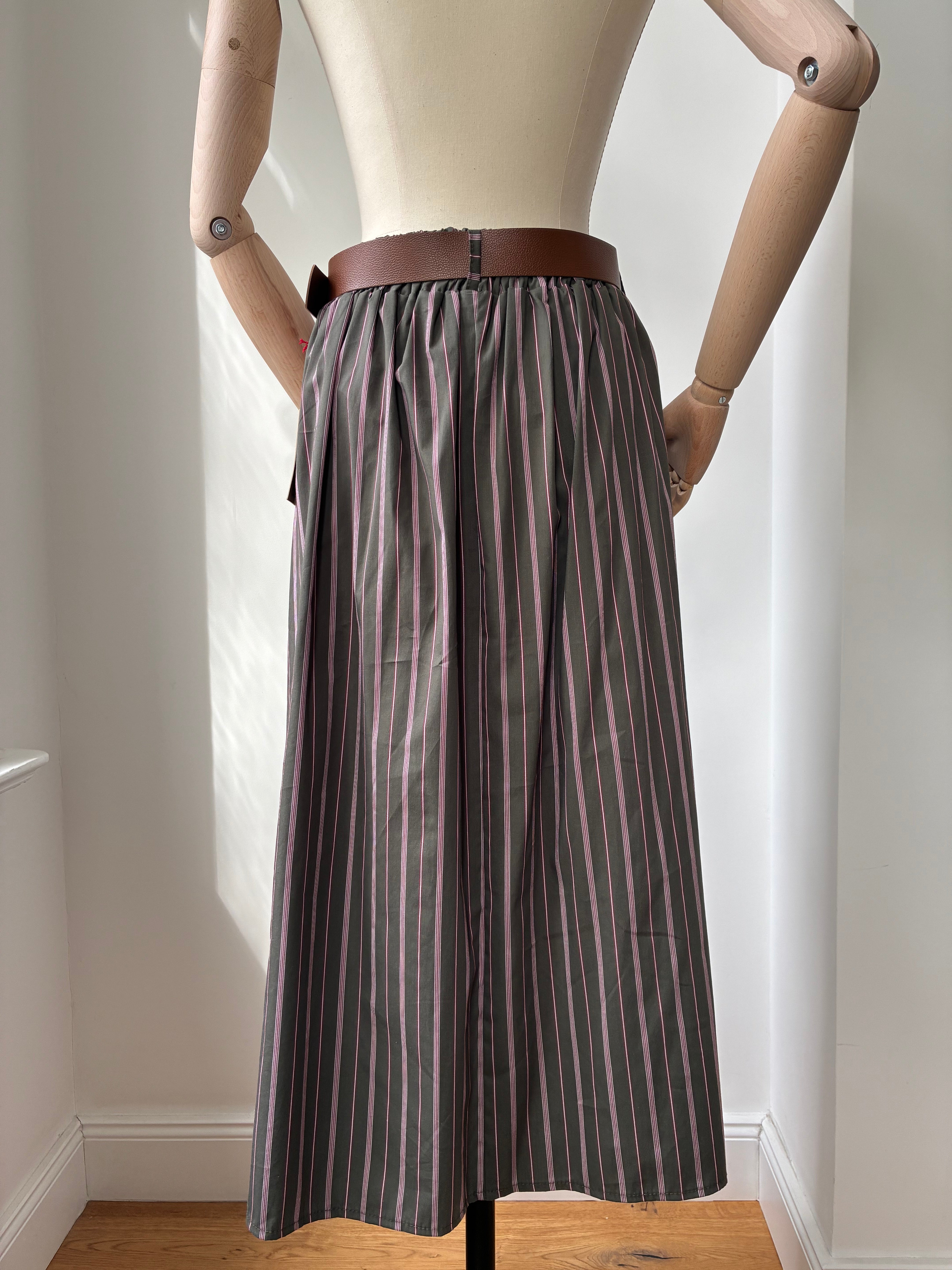 Gestreifter Rock - olive/rosa