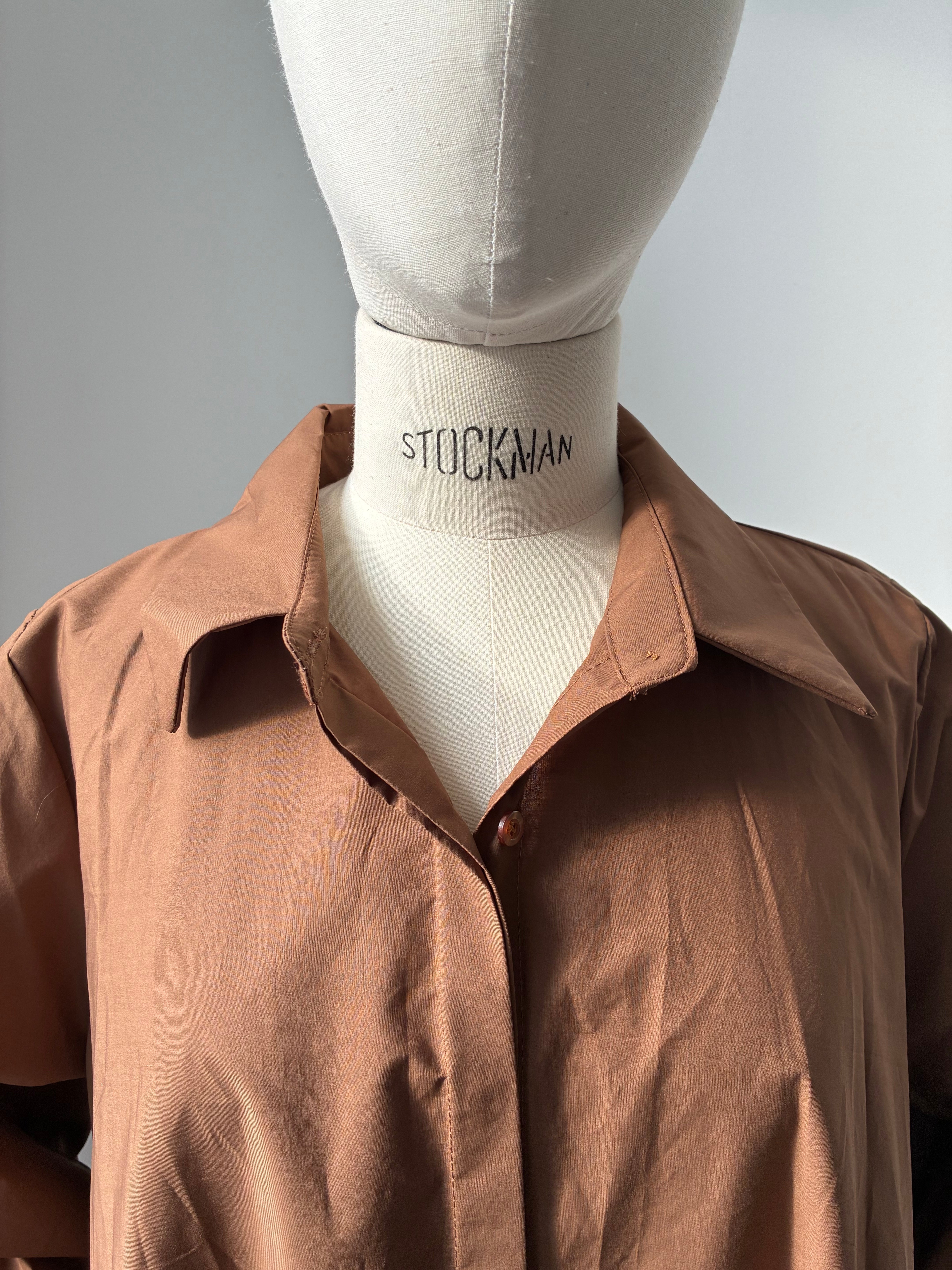 Weites Hemdblusenkleid - braun