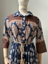 Paisley-Kleid - blau/braun