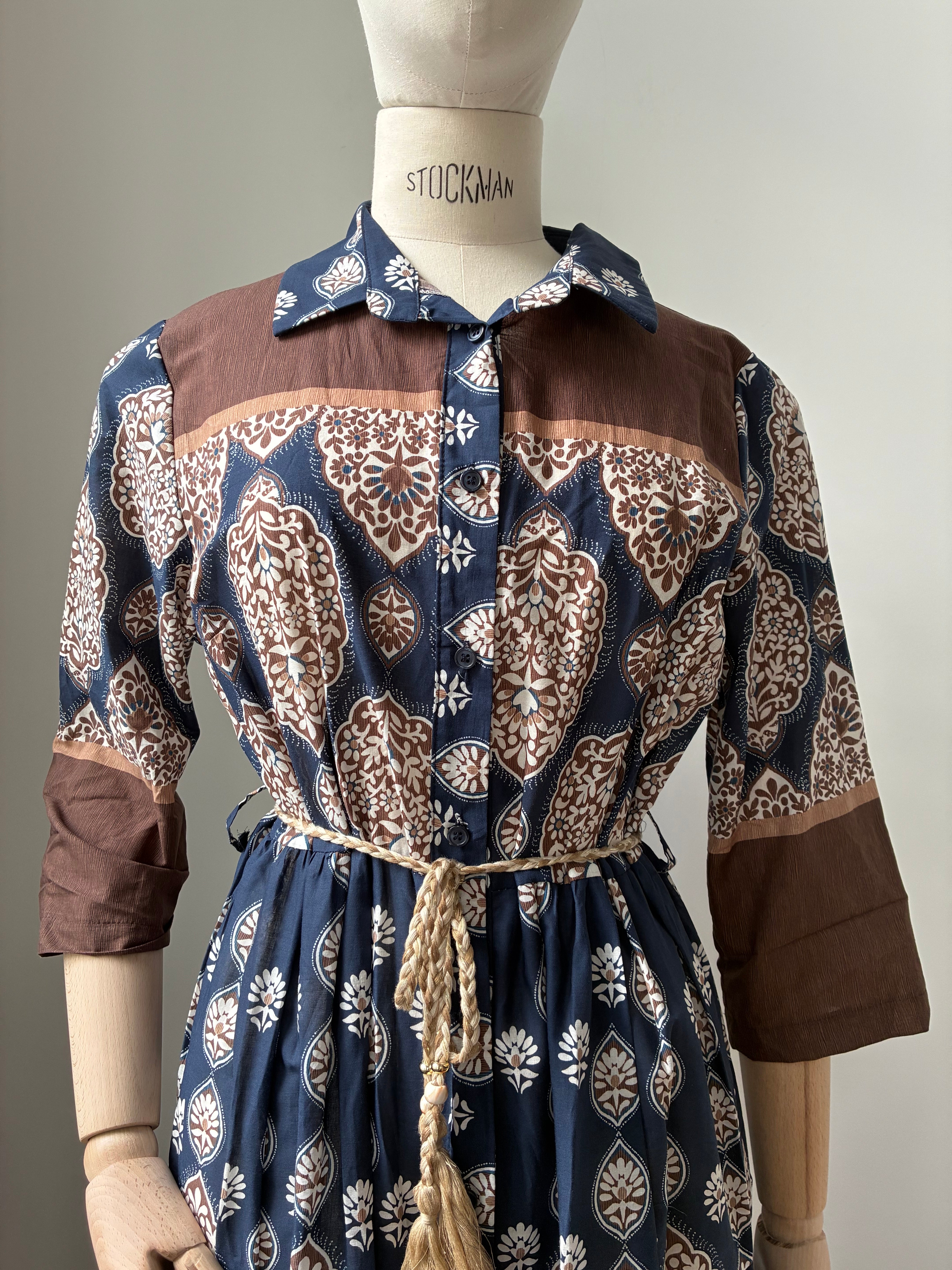 Paisley-Kleid - blau/braun