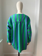 Gestreifte Jacke mit Tuch - blau/grün