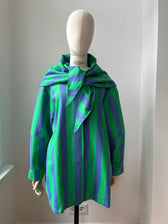 Gestreifte Jacke mit Tuch - blau/grün