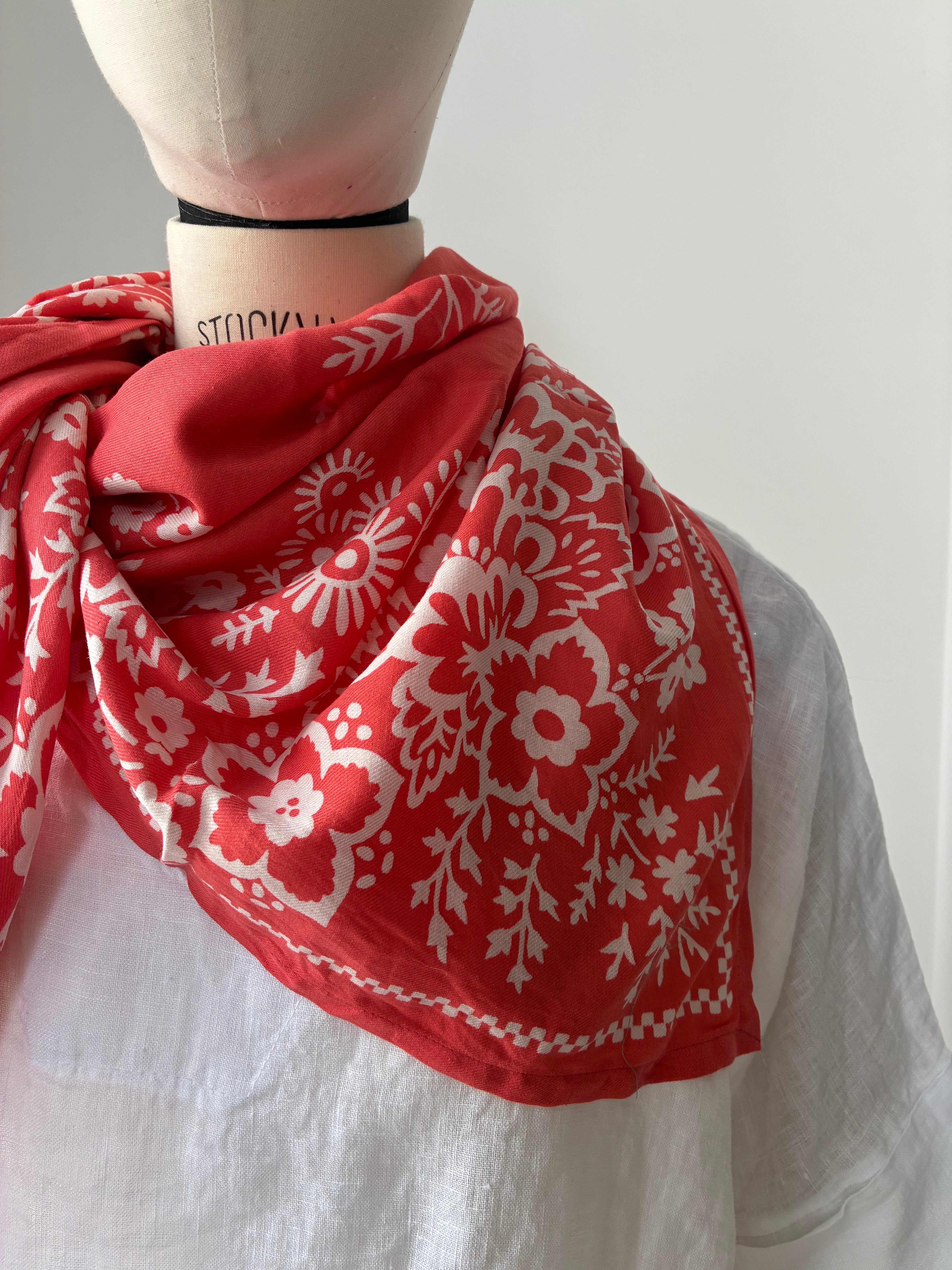 Schal Bandana Koralle - 100 x 100 cm