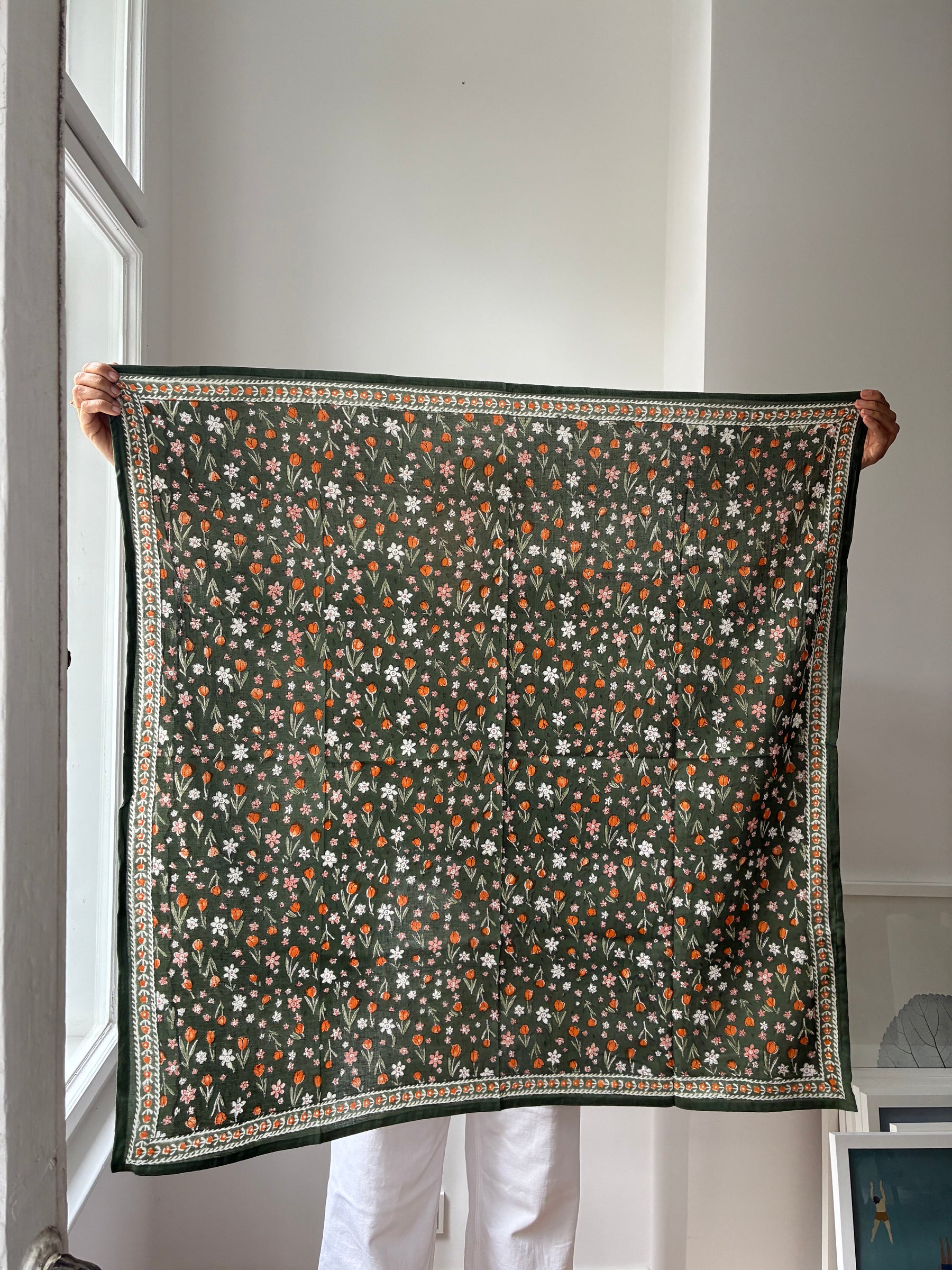 Schal Bombay Grün - 100 x 100 cm
