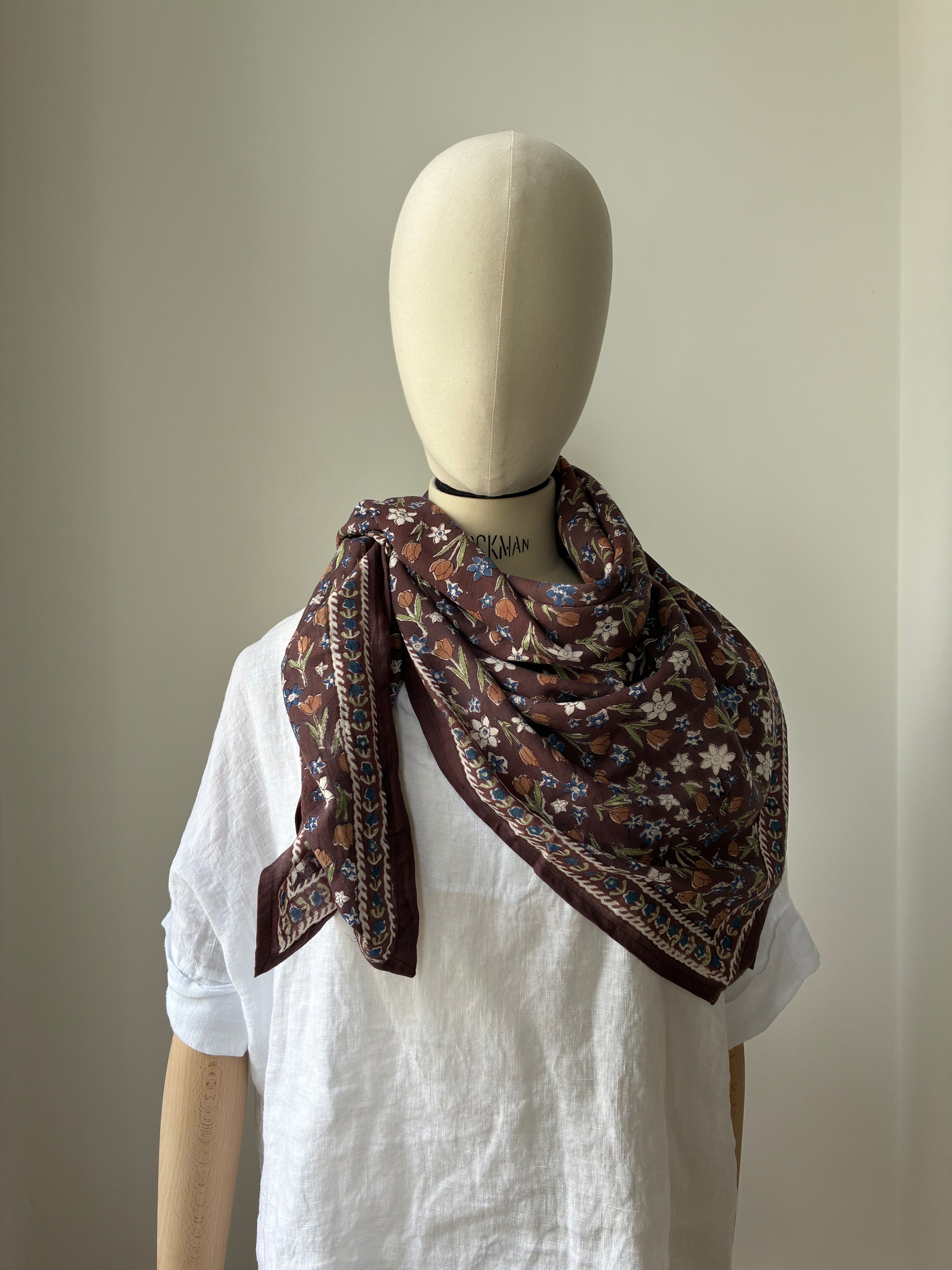 Schal Bombay Aubergine - 100 x 100 cm