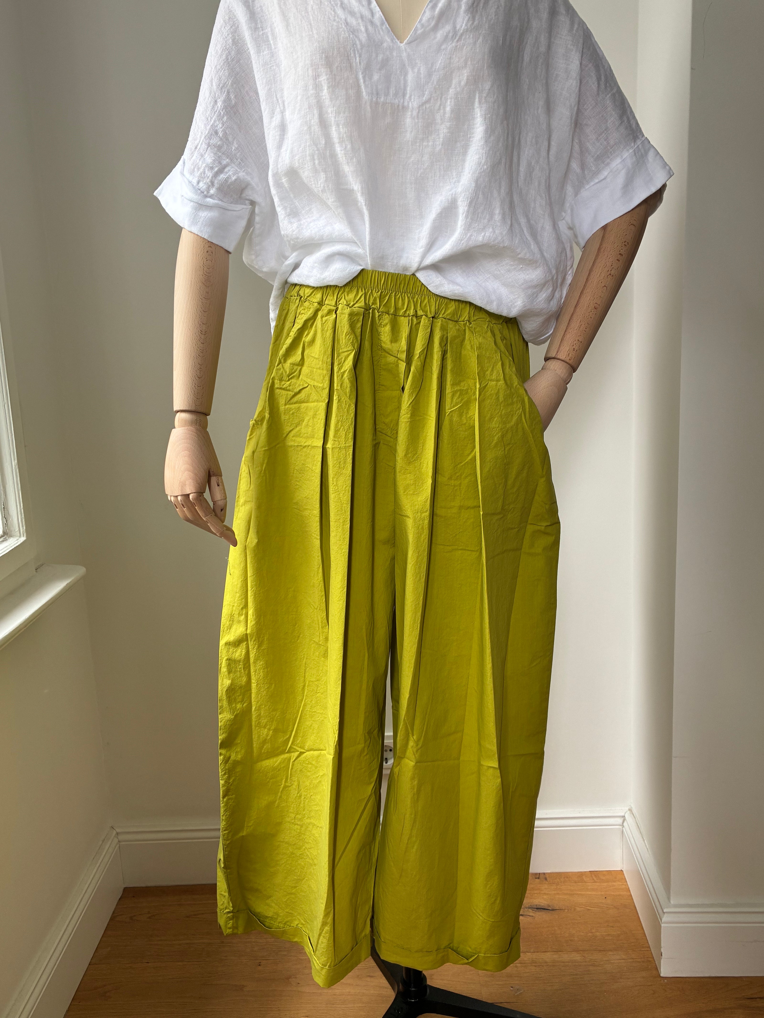 Leichte Culotte Palazzo-Hose - Pistazie