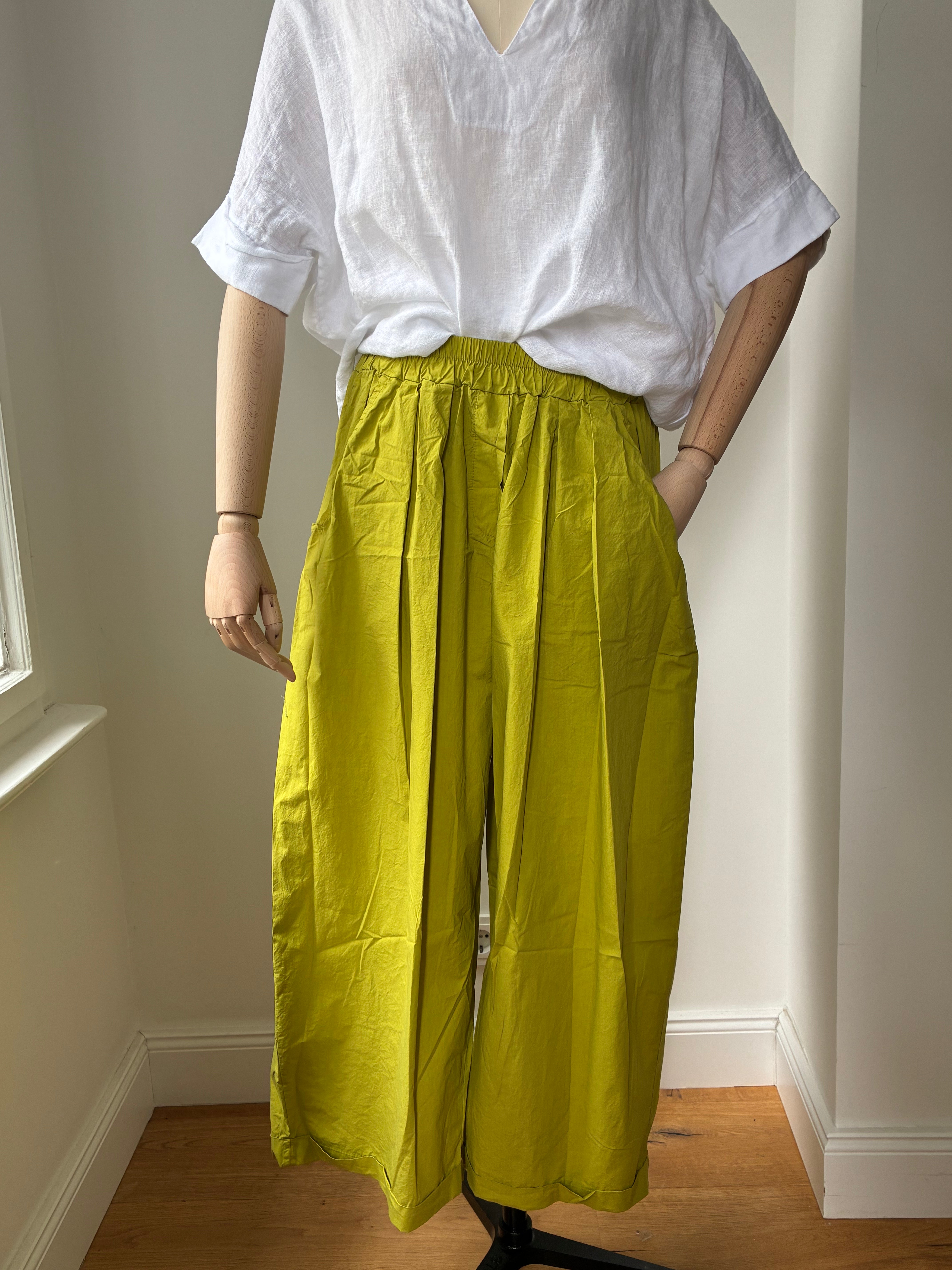 Leichte Culotte Palazzo-Hose - Pistazie