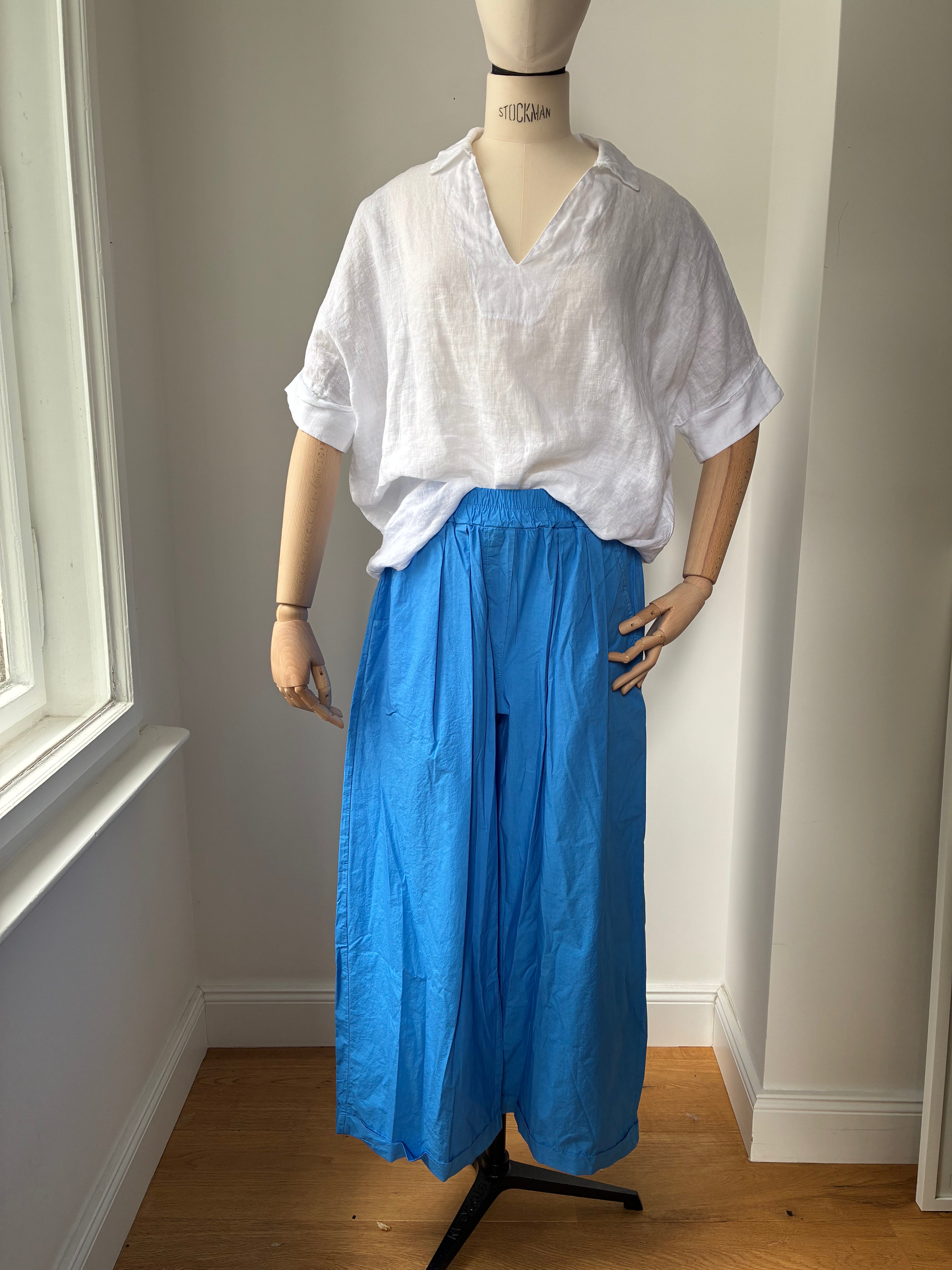 Leichte Culotte Palazzo-Hose - Azurblau