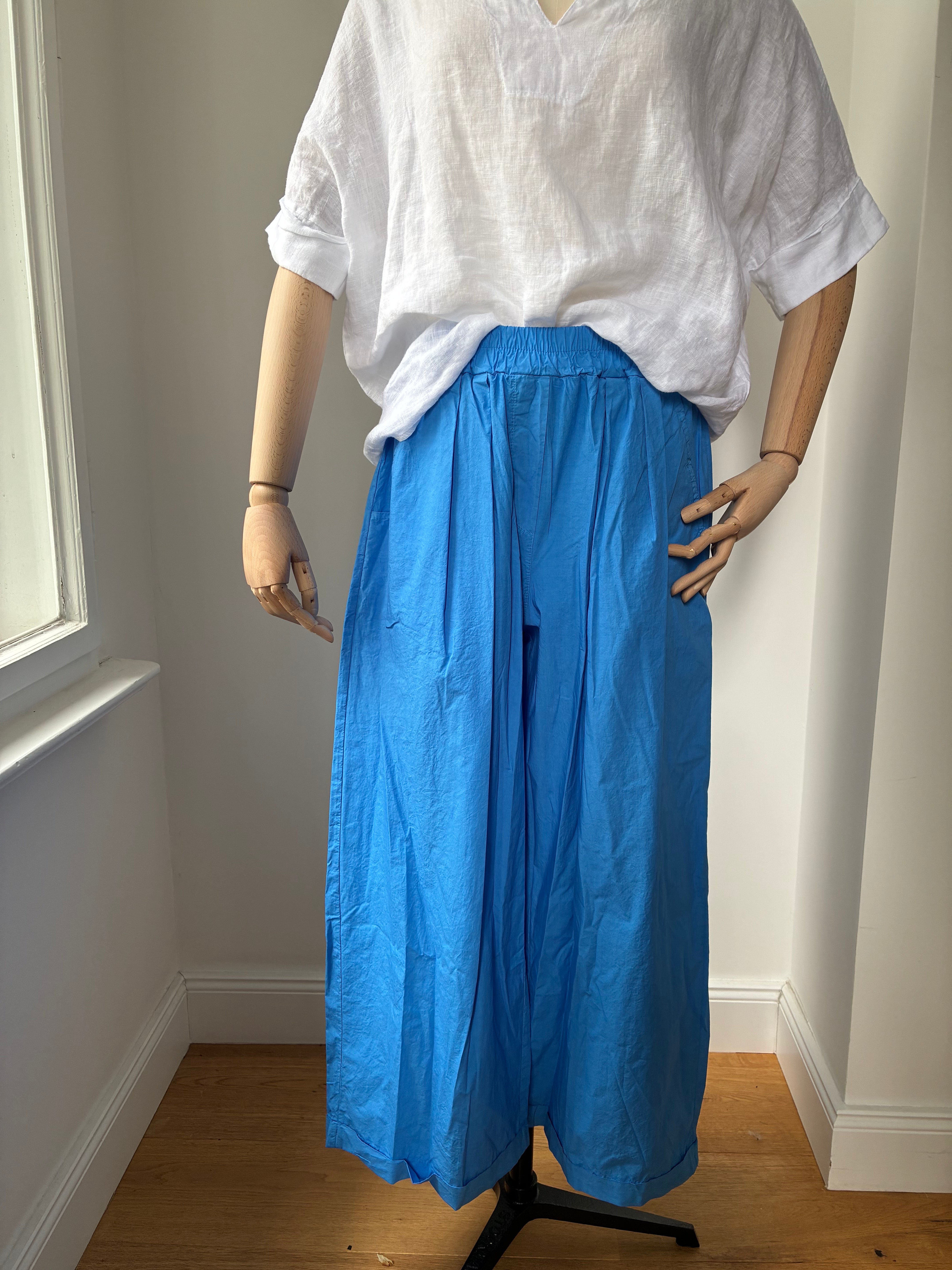 Leichte Culotte Palazzo-Hose - Azurblau