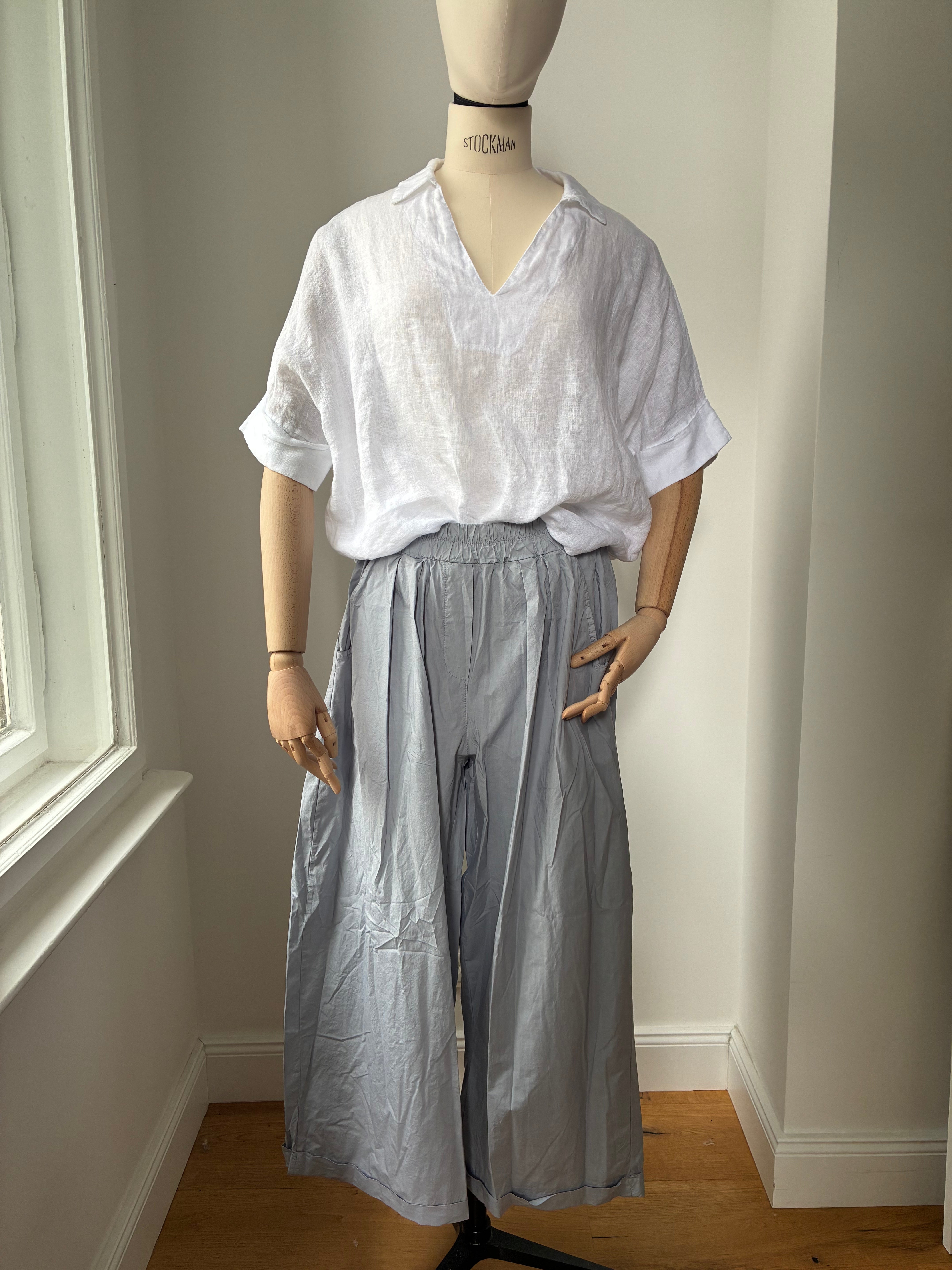 Leichte Culotte Palazzo-Hose - hellgrau