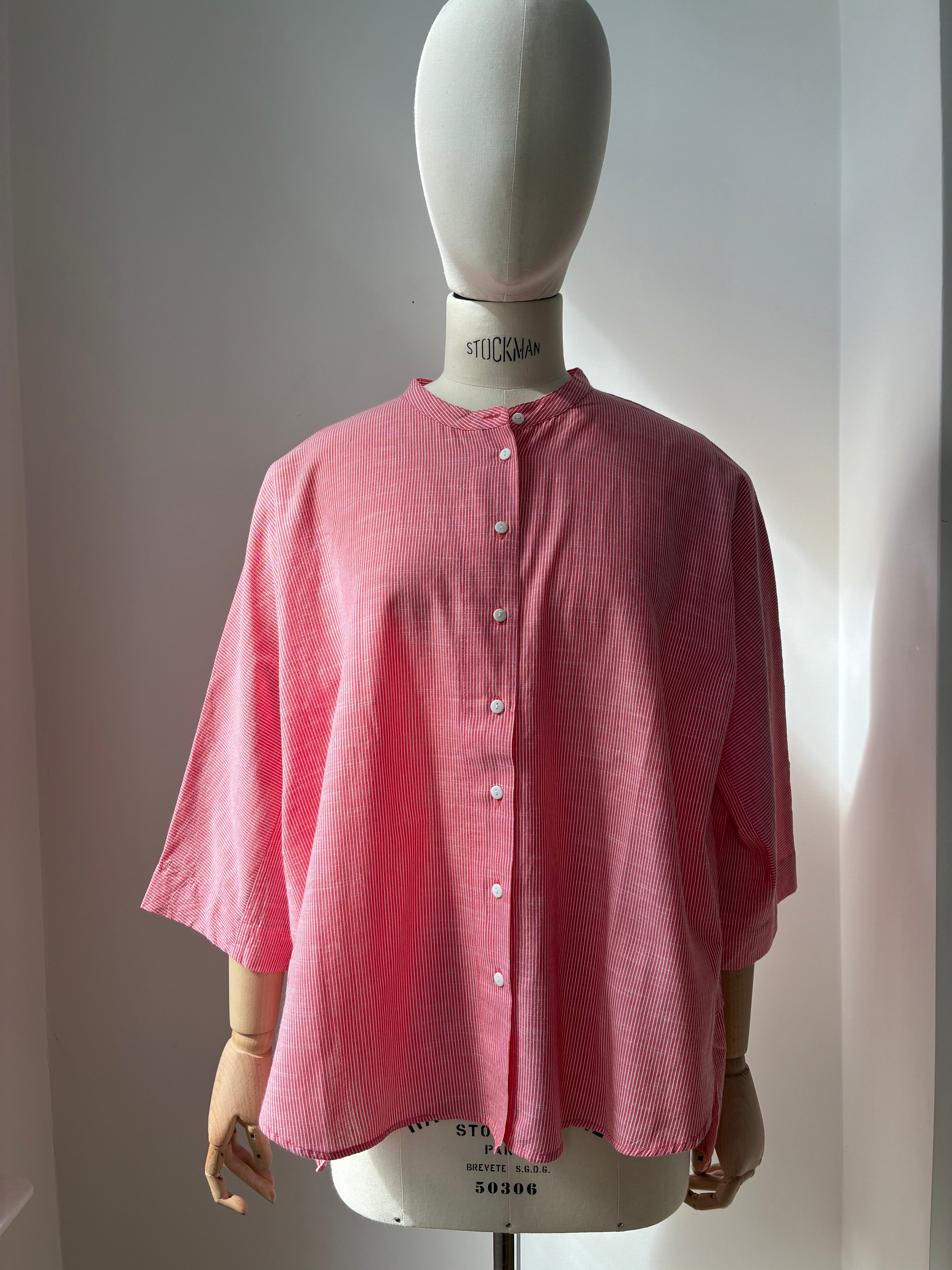 Bluse Seoul - Hot Coral Stripe / Koralle Gestreift