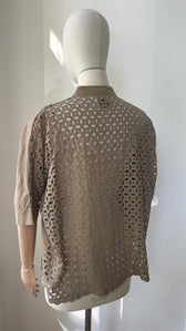 Bluse mit Broderie-Spitze - Café au Lait