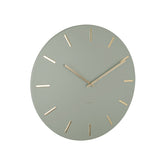 Schrägansicht der Wanduhr Charme in Grün mit Gold