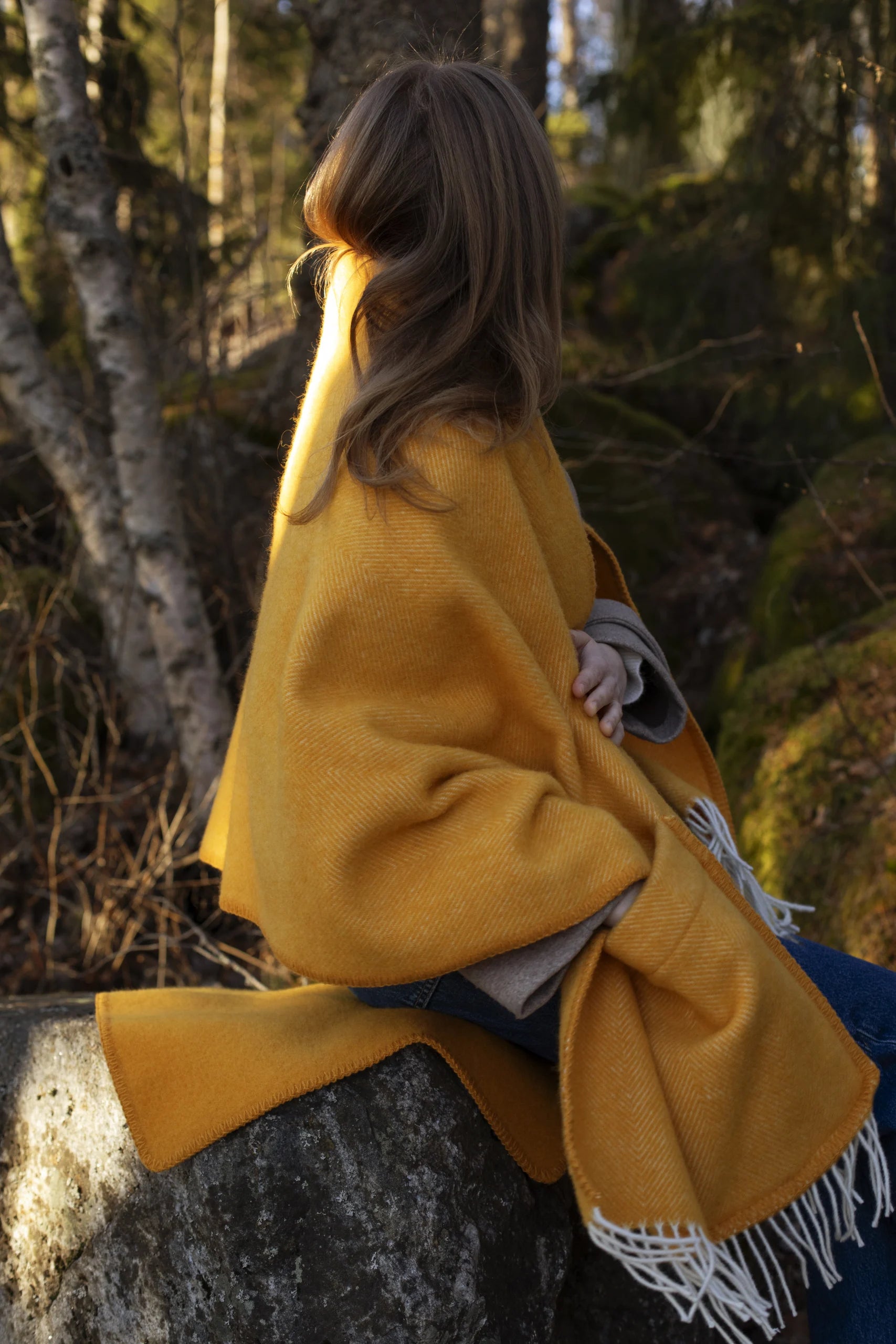 Wollschal Arvo mit Taschen - Gelb