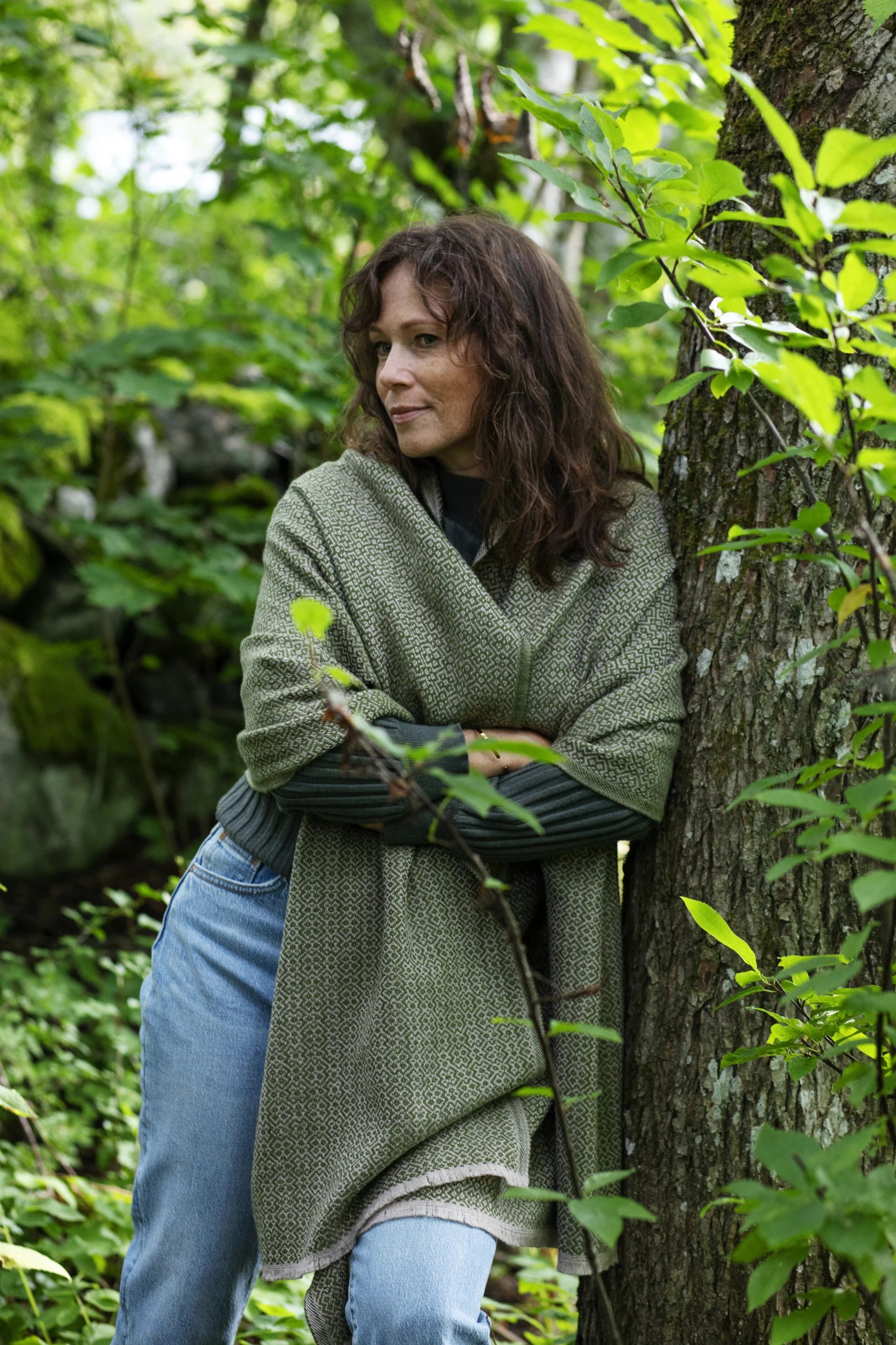 Wollschal Koli aus Merino-Wolle – Beige-Olive