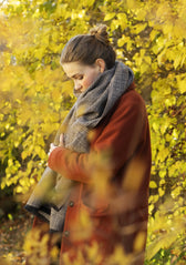 Wollschal Koli aus Merino-Wolle - Schwarz-Beige