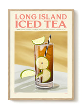 Frontalansicht des Long Island Iced Sea Posters mit verspielter Cocktail-Illustration