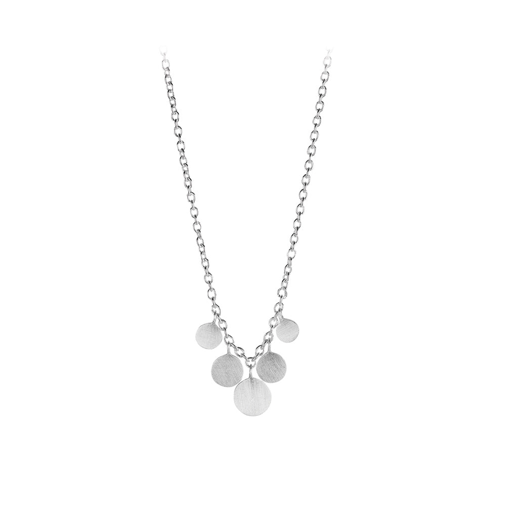 Filigrane Mini Coin Halskette aus recyceltem Silber in Frontansicht