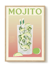 Frontalansicht des Mojito Posters mit farbenfroher Cocktail-Illustration