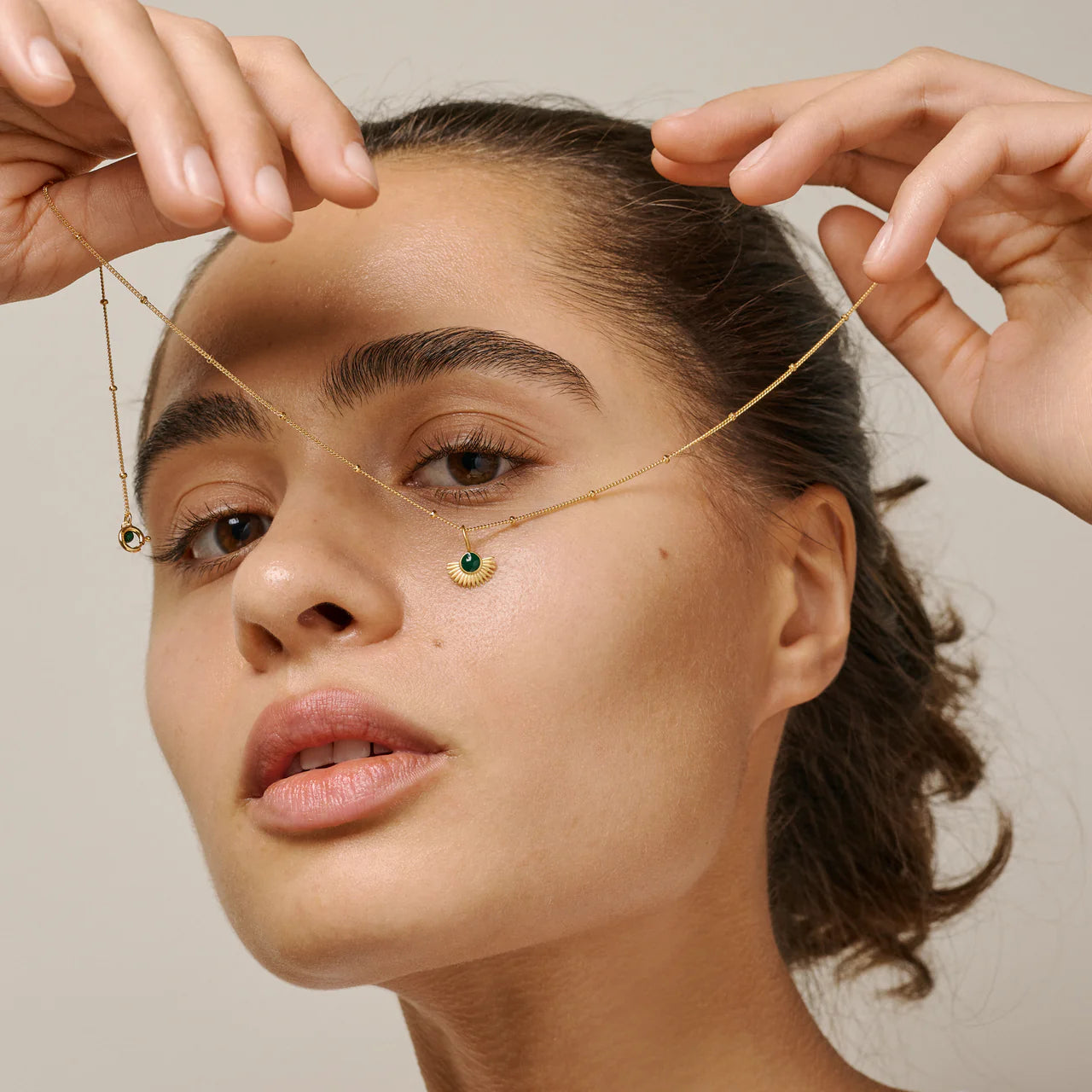 Halskette Soleil - gold/petrol