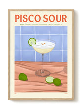 Frontalansicht des Pisco Sour Posters mit farbenfroher Cocktail-Illustration