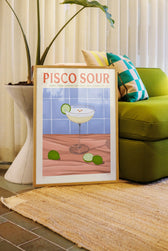 Gerahmter Pisco Sour Kunstdruck als stilvolles Wandbild im Wohnzimmer