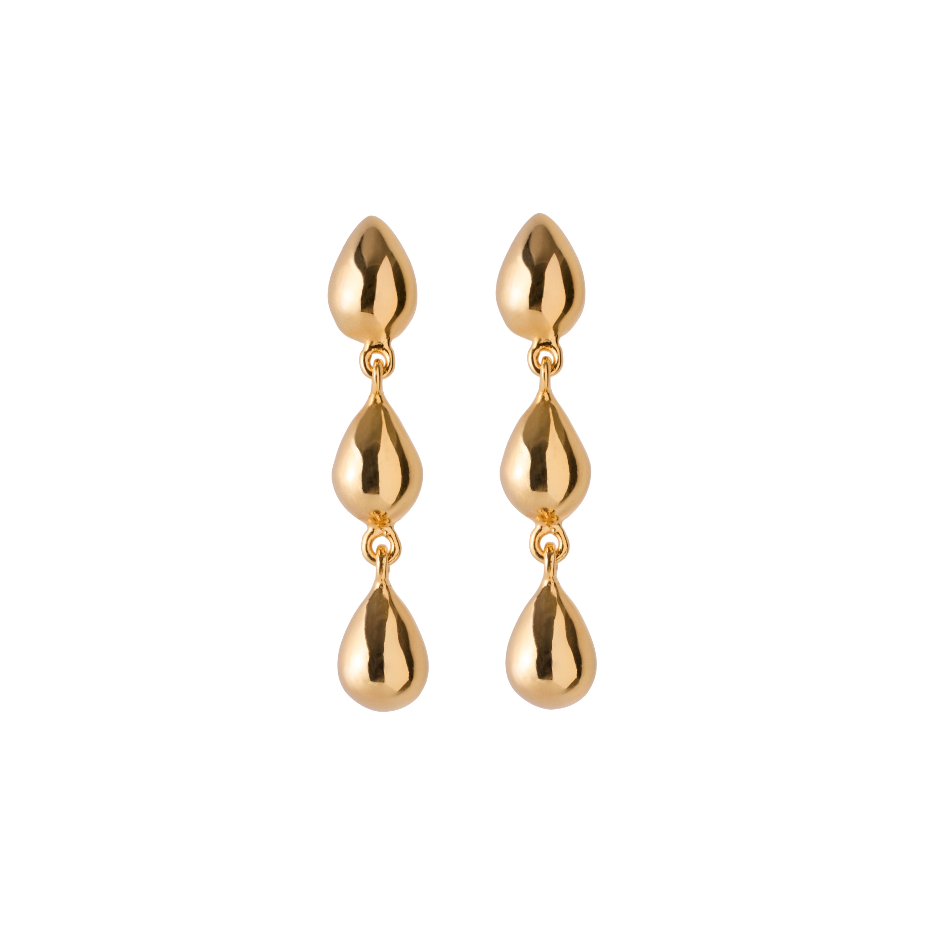 Frontansicht der Rain Ohrringe in Gold – dezentes Design mit fließender, organischer Form
