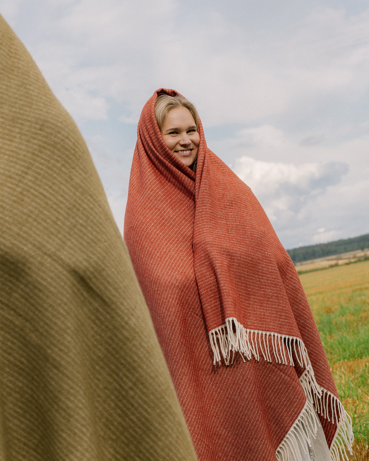 Wolldecke Lepo - white-cinnamon