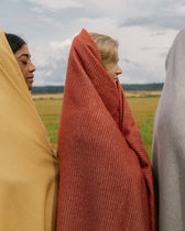 Wolldecke Lepo - white-ochre (135 x 180 cm)